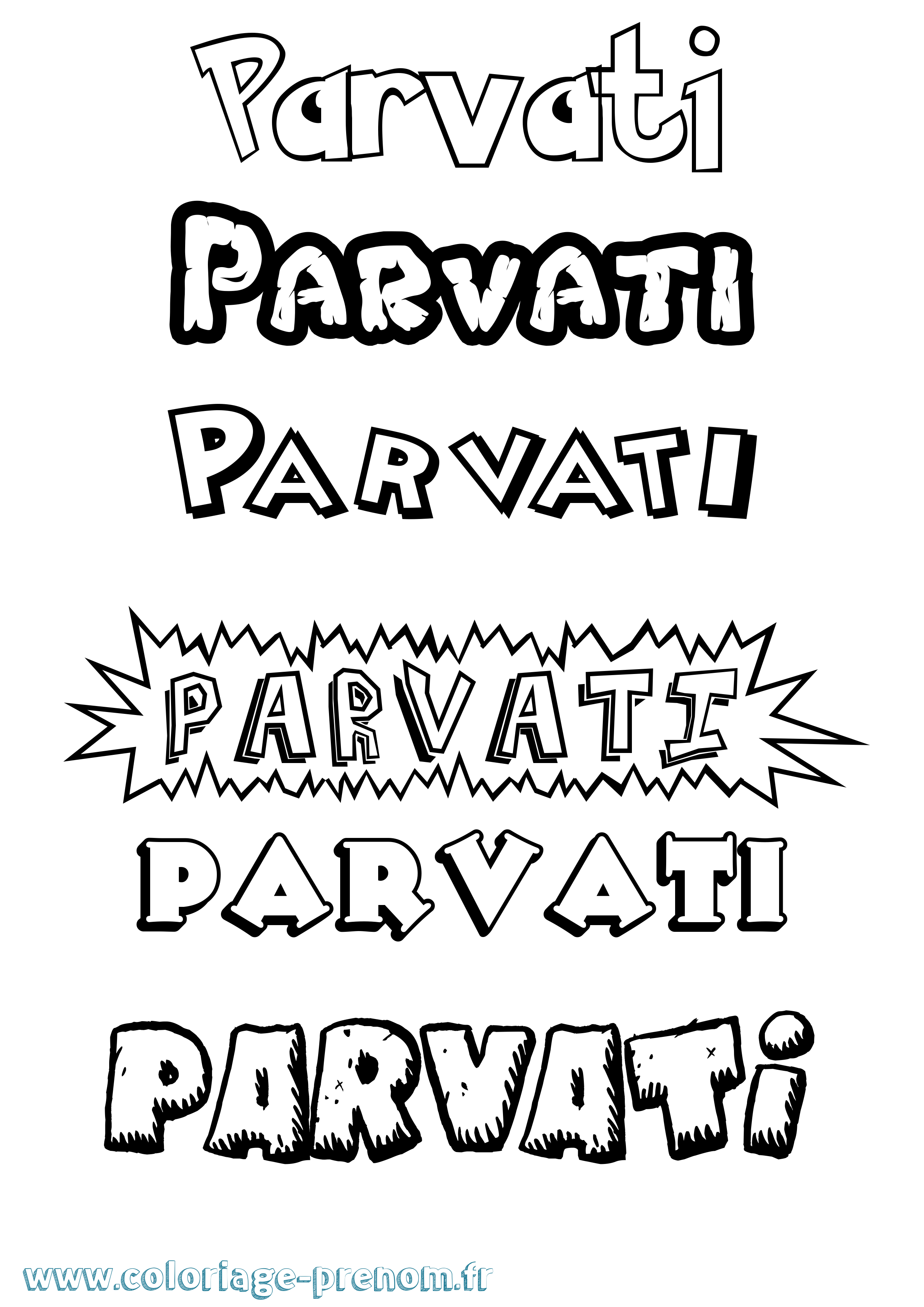 Coloriage prénom Parvati Dessin Animé