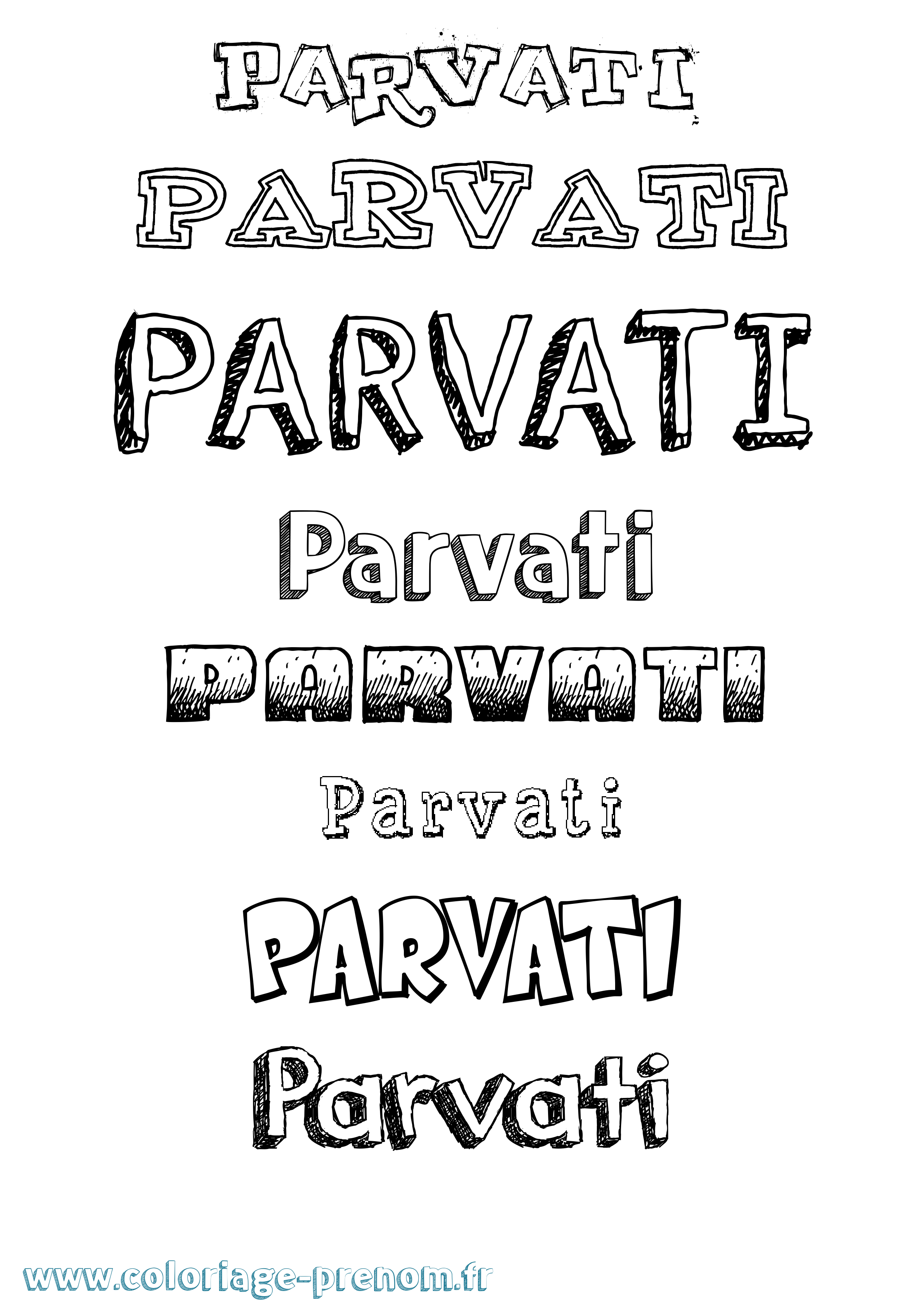 Coloriage Parvati Dessiné Coloriage prénom Parvati Dessiné