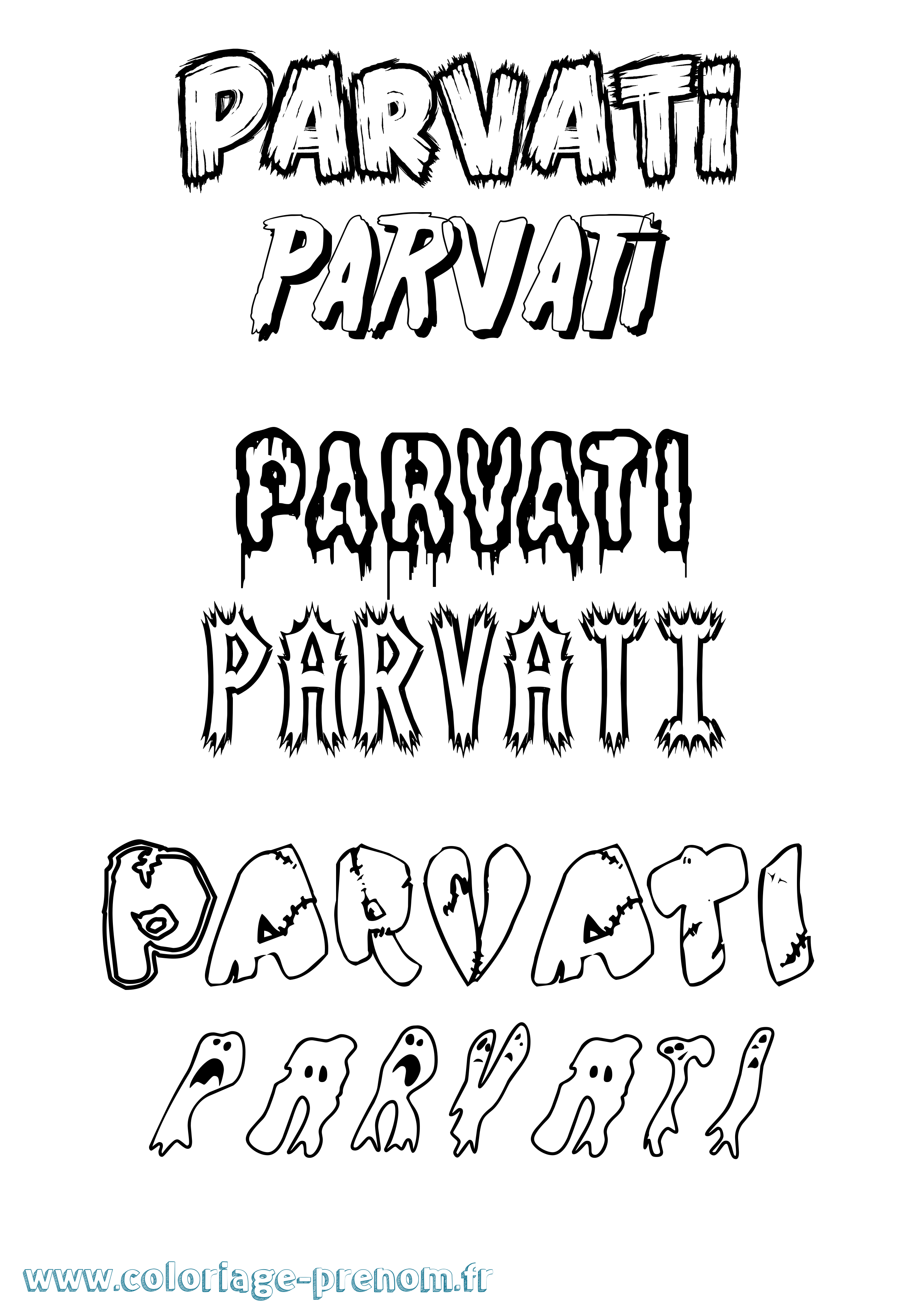 Coloriage prénom Parvati Frisson