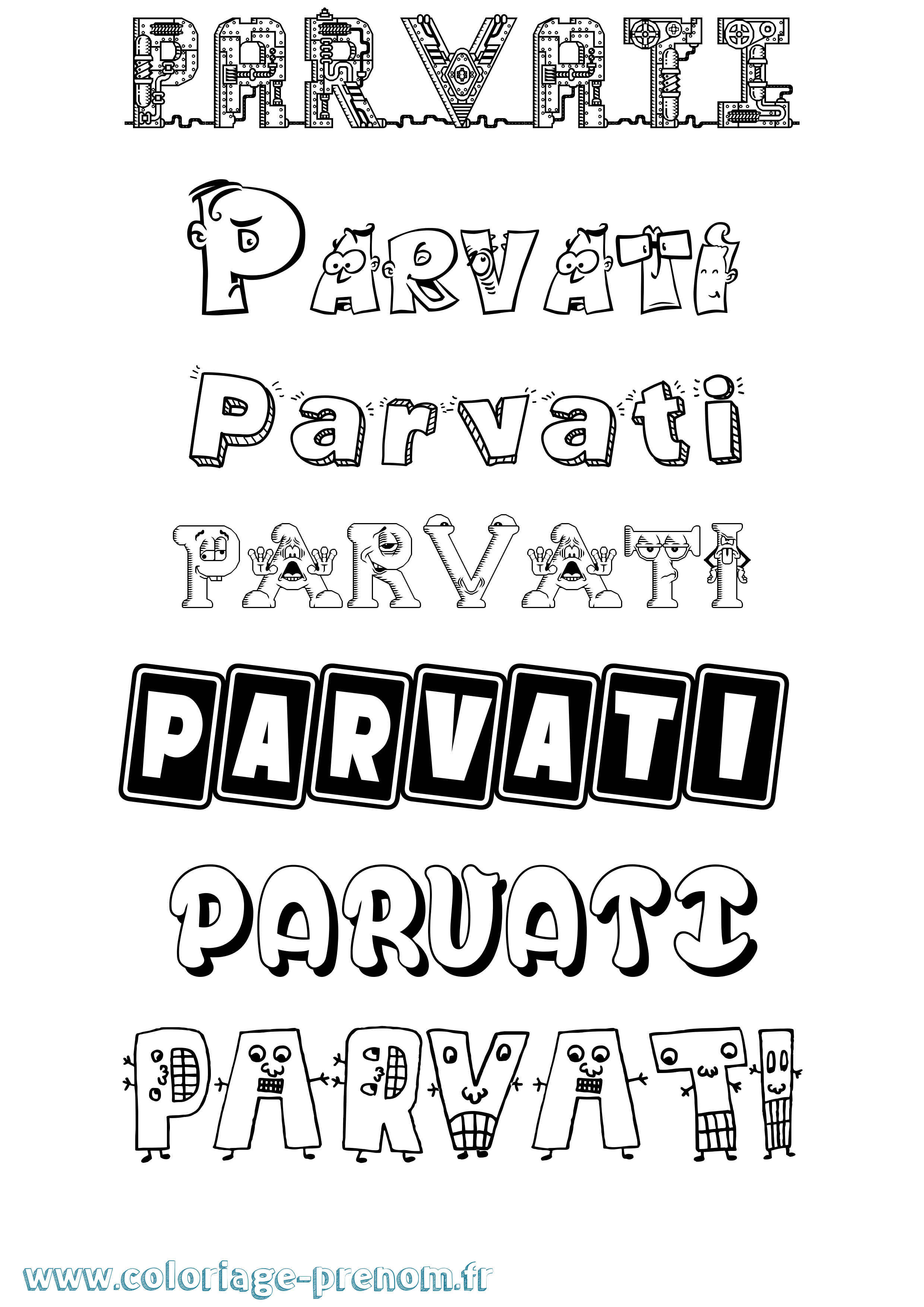 Coloriage prénom Parvati Fun