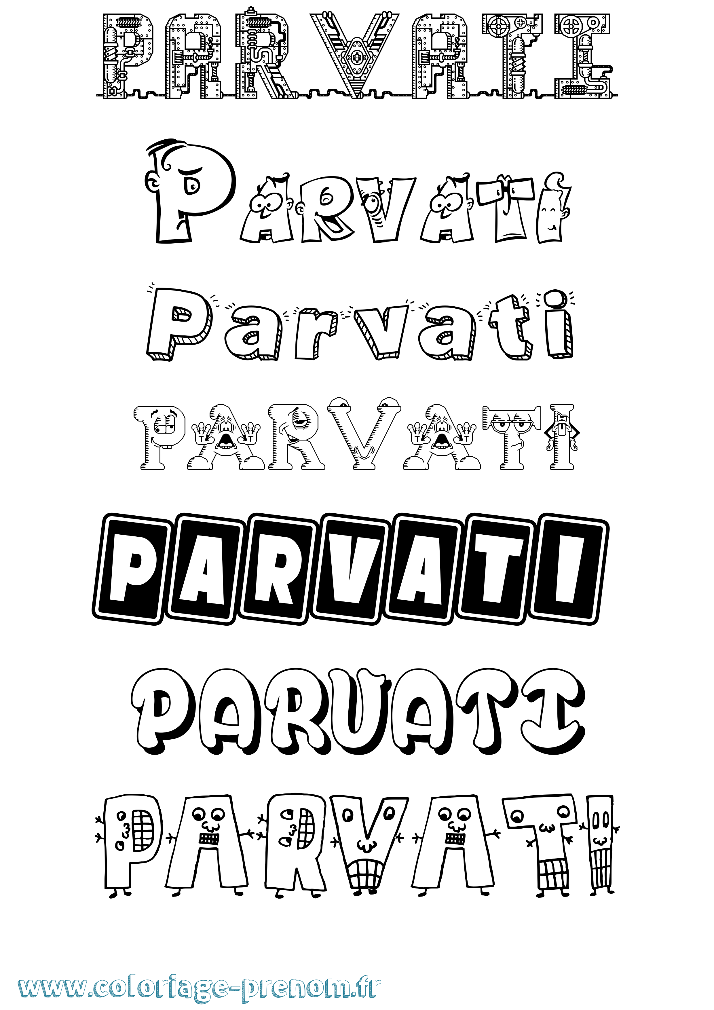 Coloriage Parvati Fun Coloriage prénom Parvati Fun