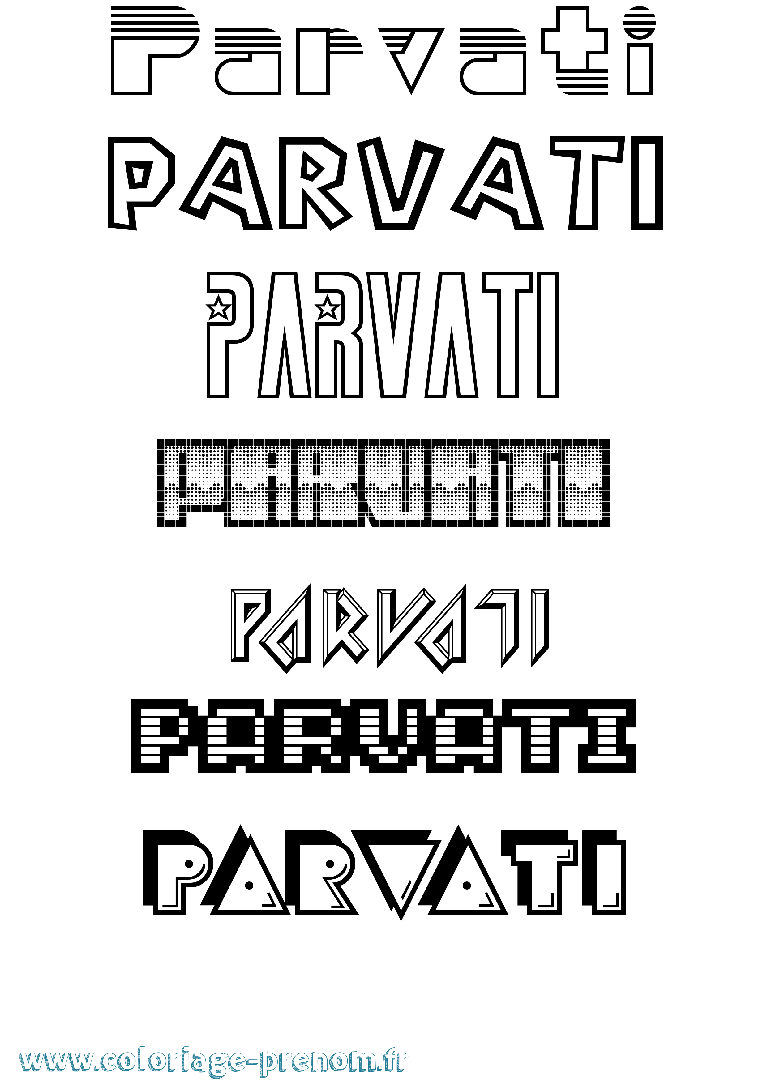 Coloriage prénom Parvati Jeux Vidéos