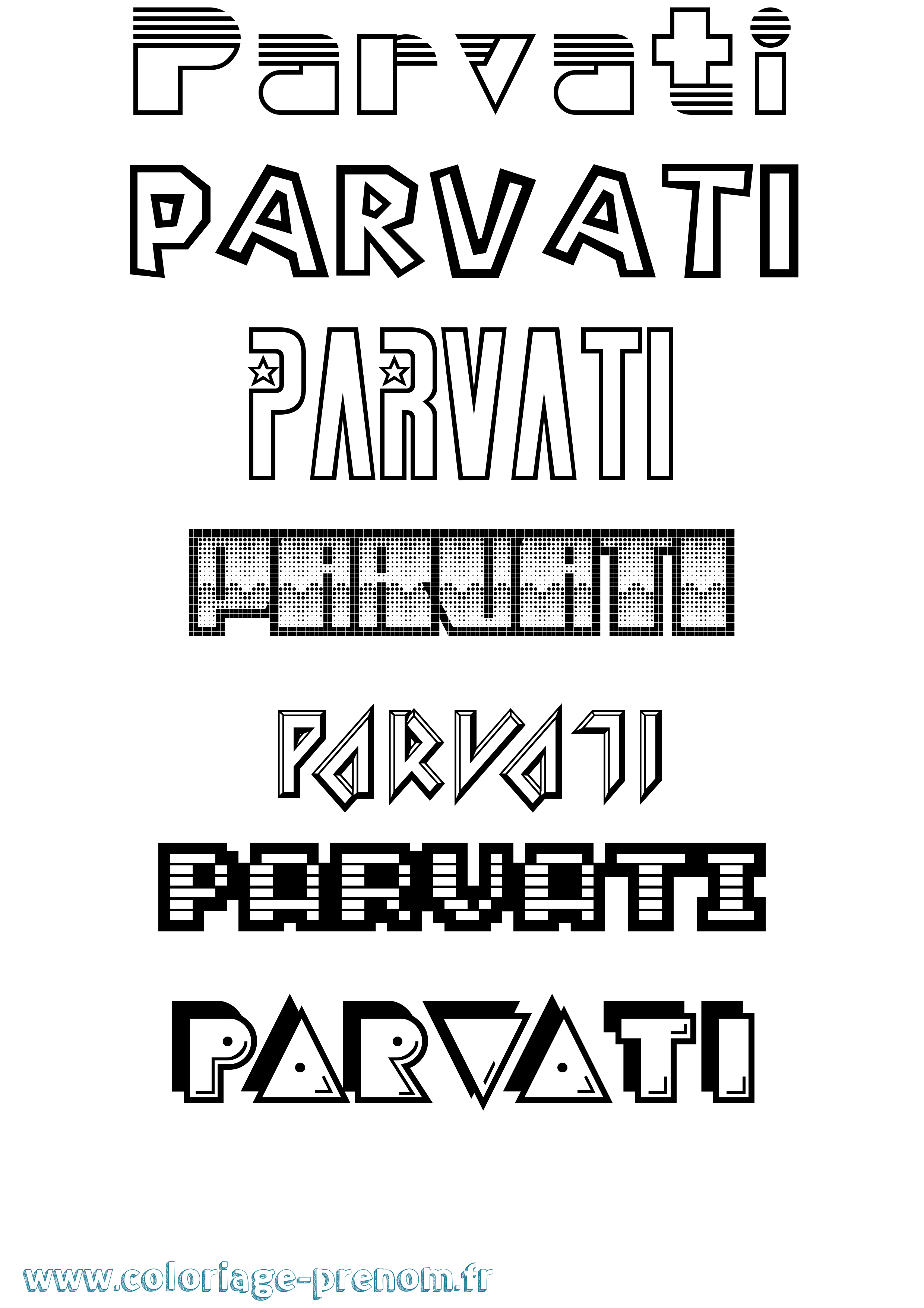 Coloriage Parvati Jeux Vidéos Coloriage prénom Parvati Jeux Vidéos