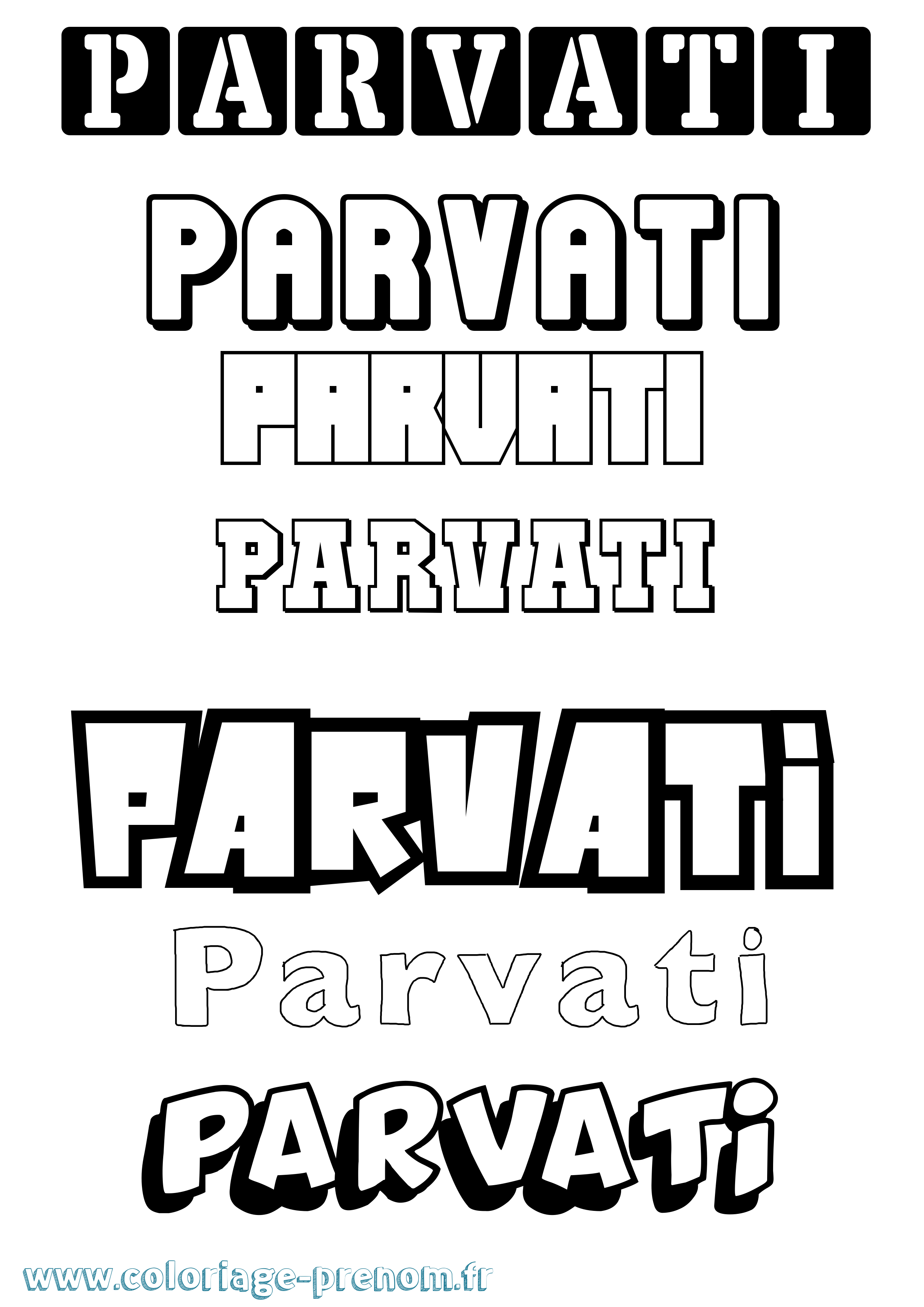 Coloriage prénom Parvati Simple
