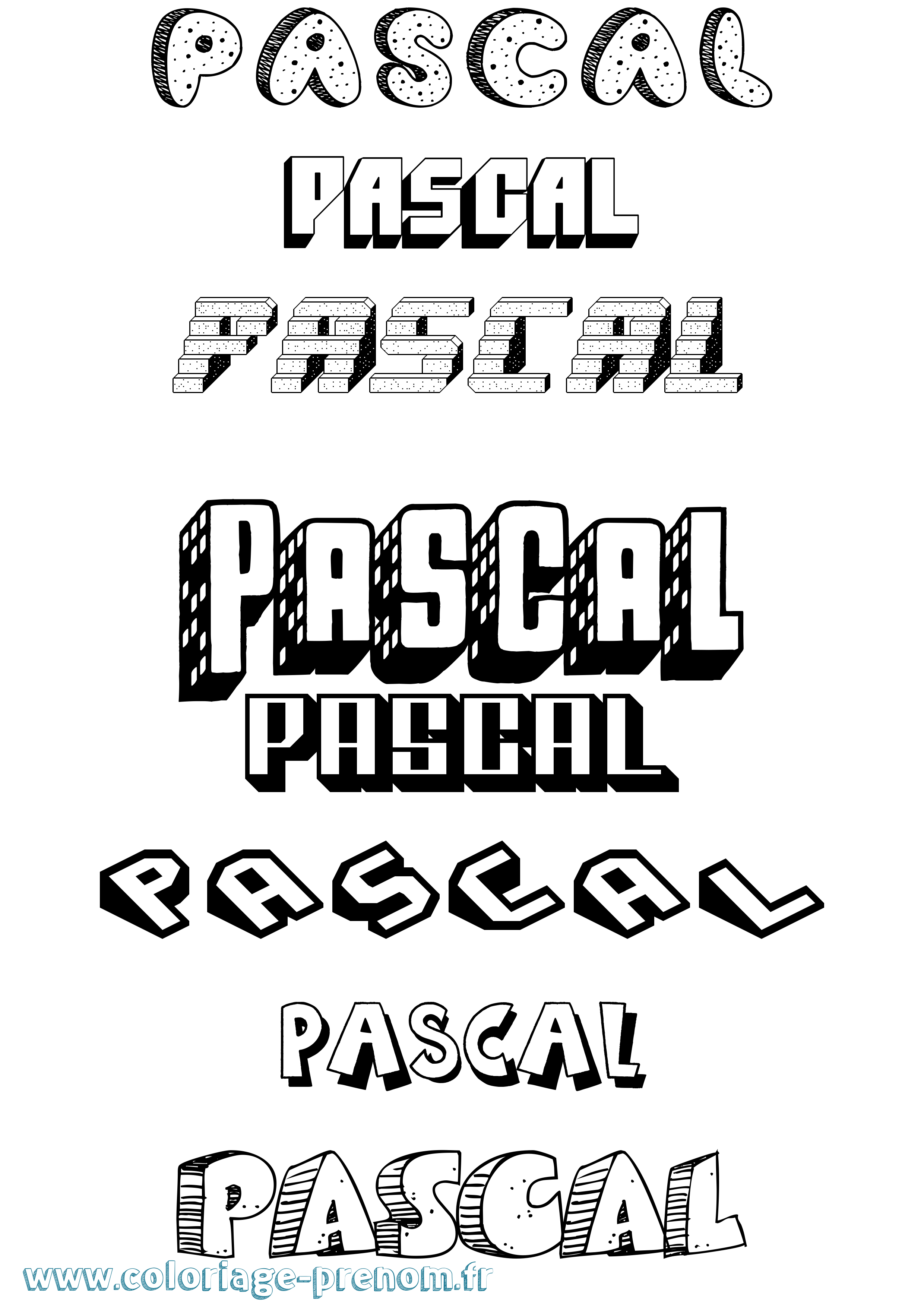 Coloriage prénom Pascal Effet 3D