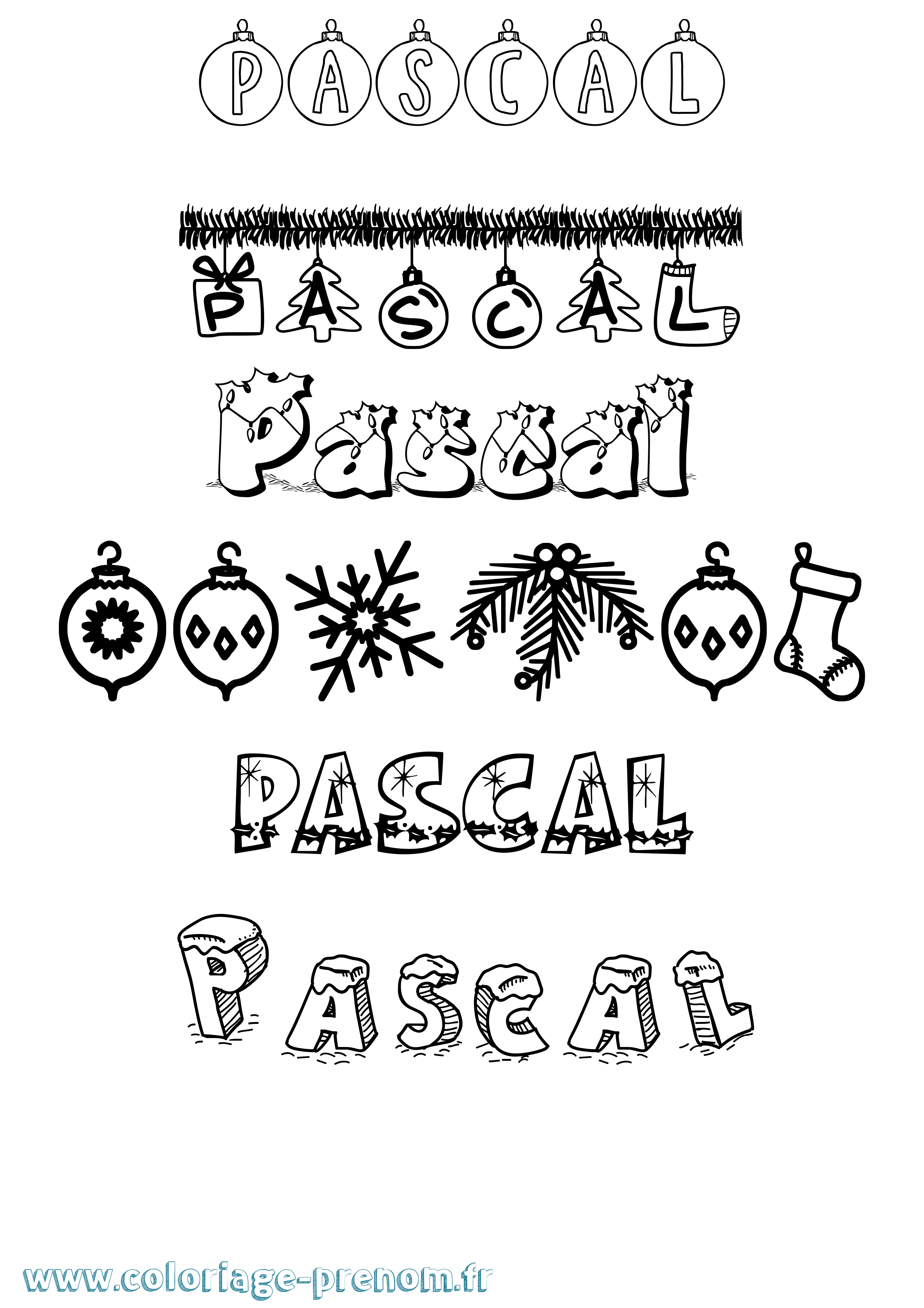 Coloriage prénom Pascal Noël
