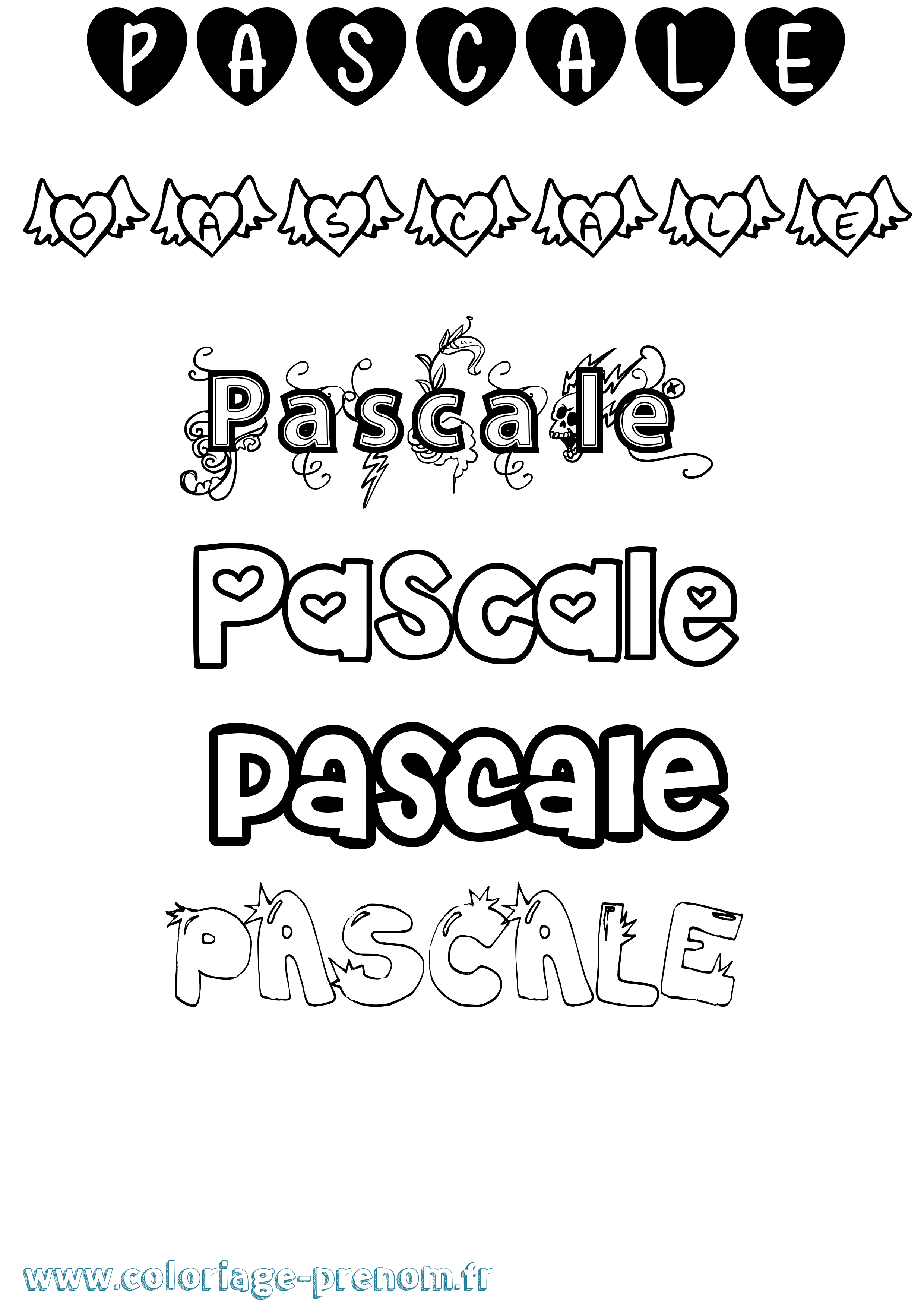 Coloriage prénom Pascale Girly