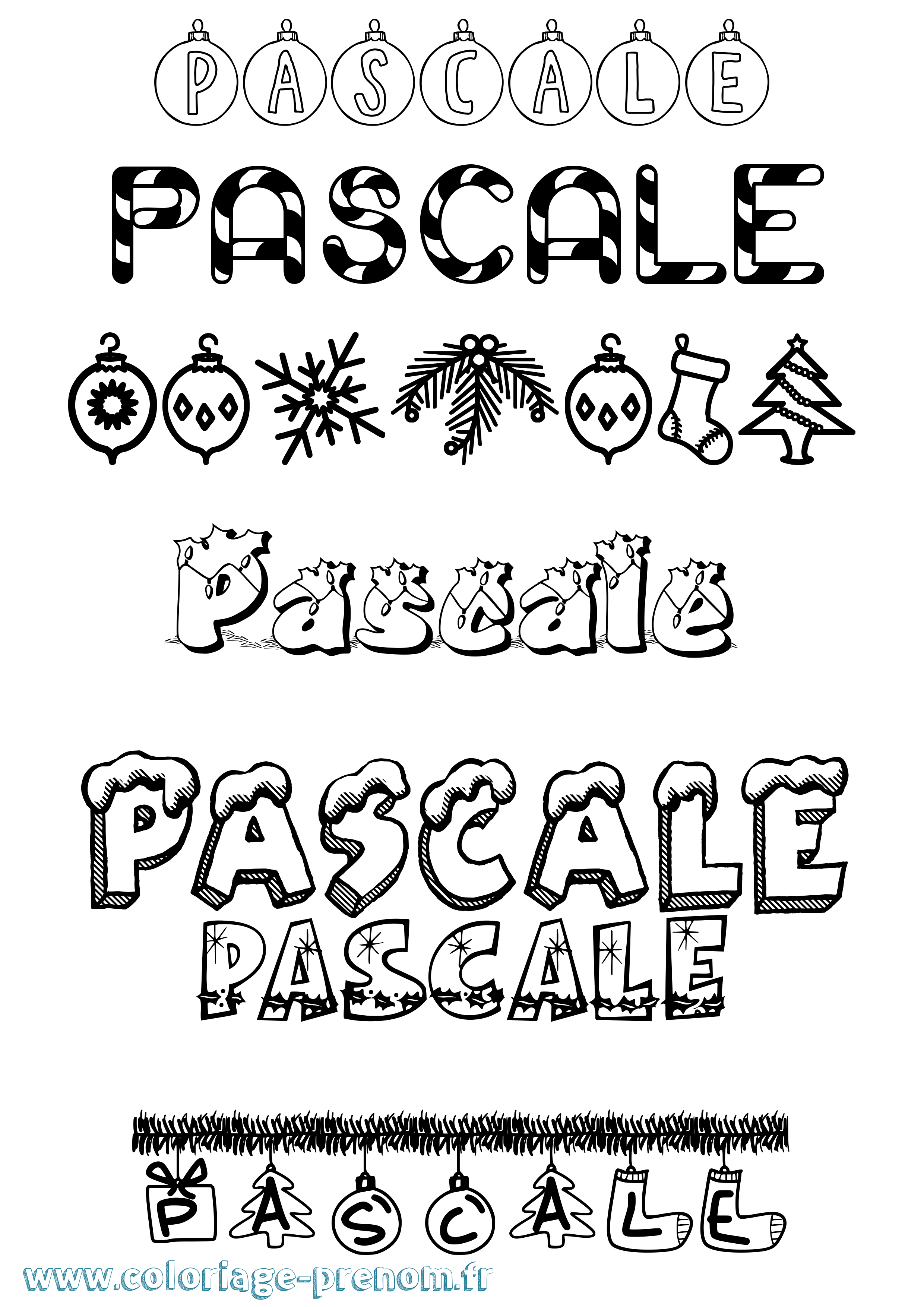 Coloriage prénom Pascale Noël