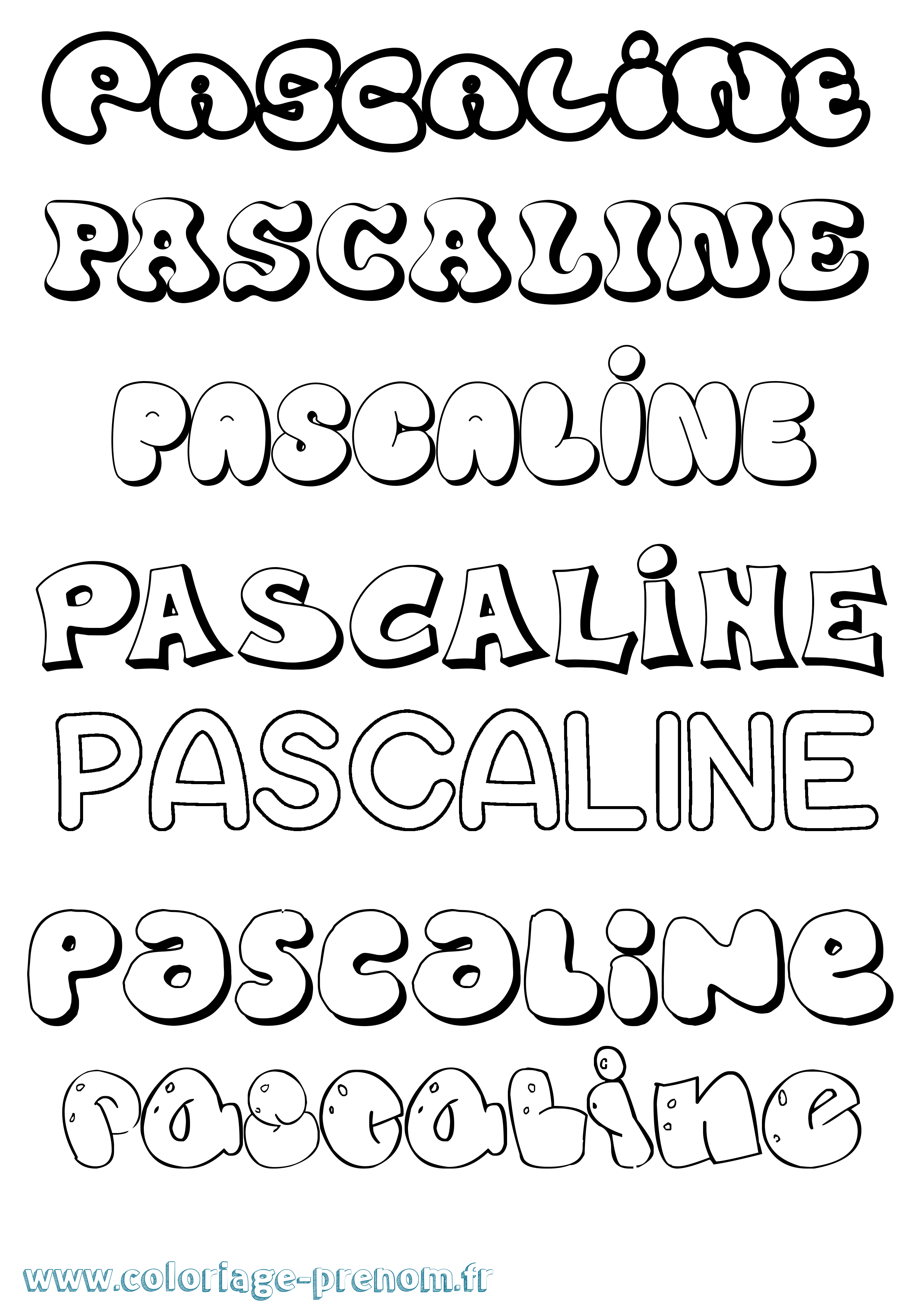 Coloriage Pascaline Bubble Coloriage prénom Pascaline Bubble