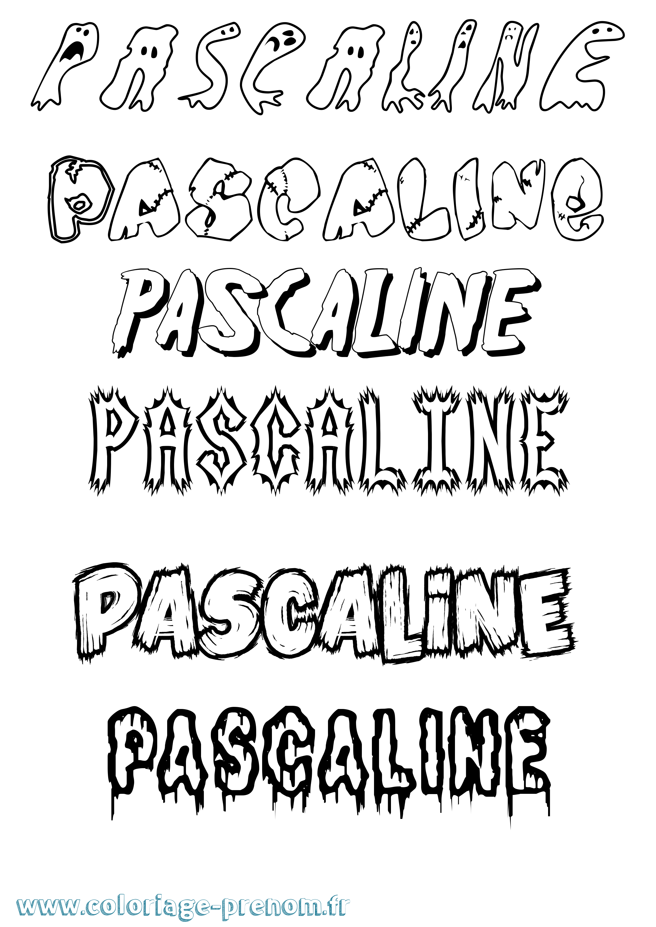 Coloriage Pascaline Frisson Coloriage prénom Pascaline Frisson