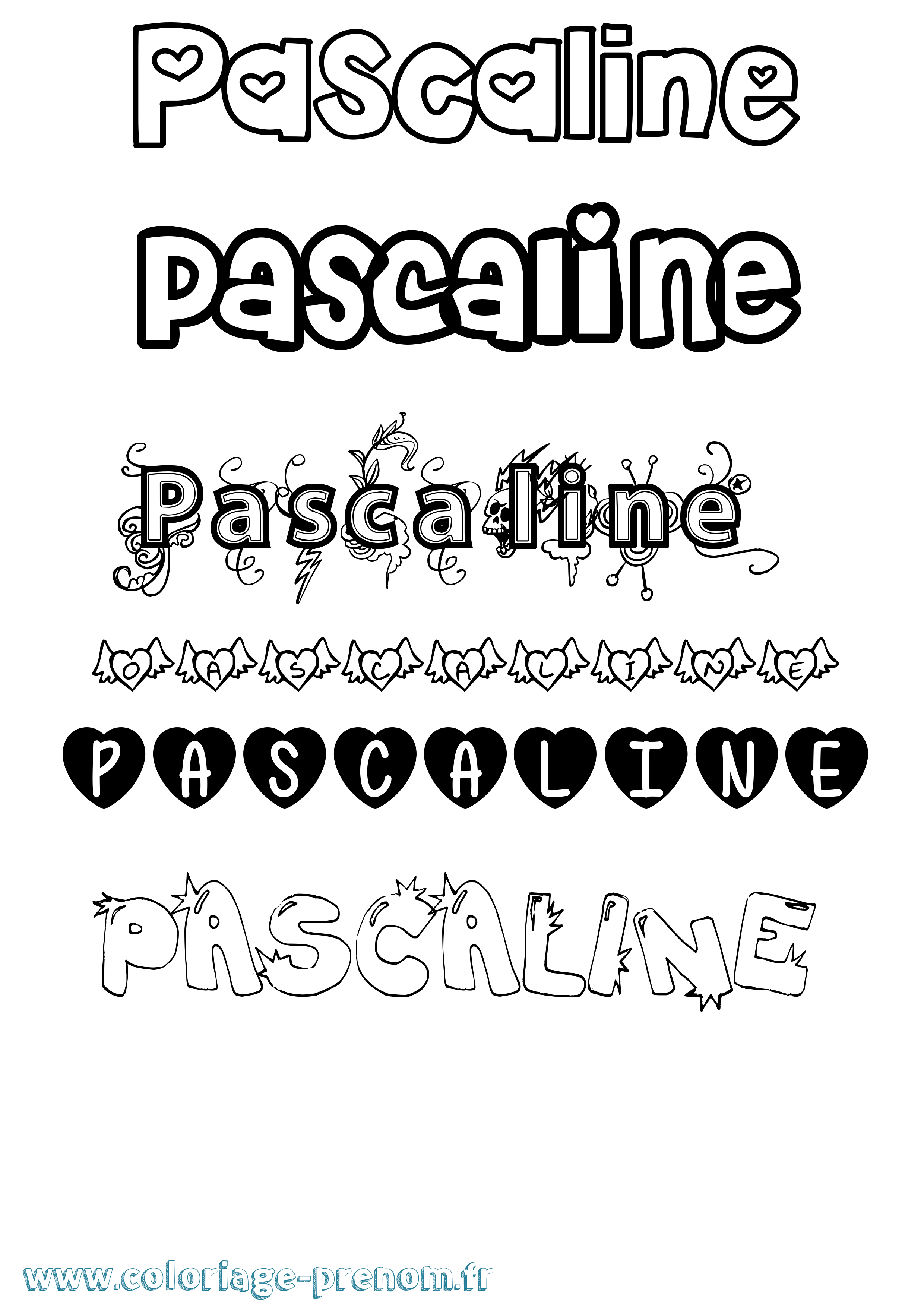 Coloriage Pascaline Girly Coloriage prénom Pascaline Girly