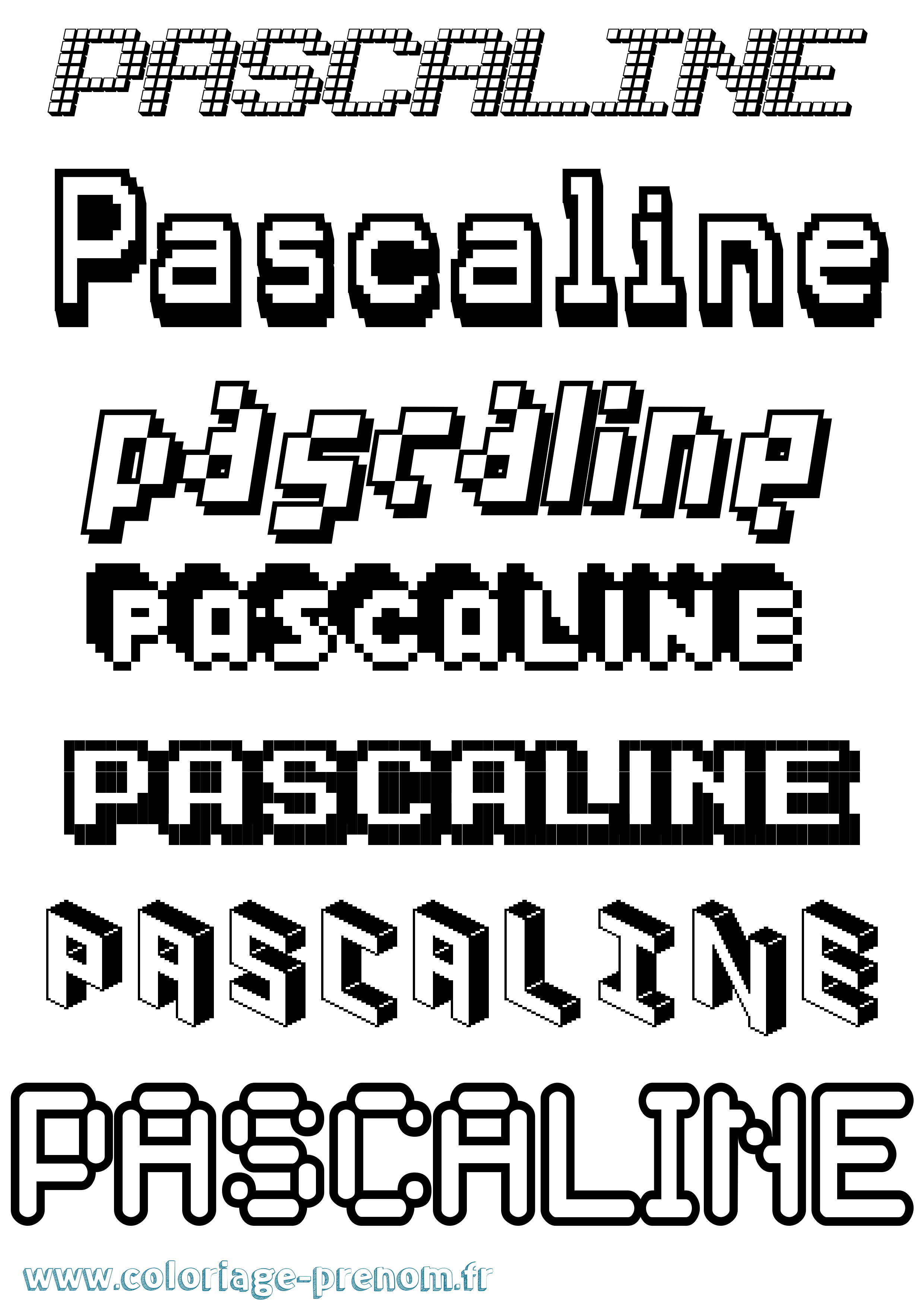 Coloriage Pascaline Pixel Coloriage prénom Pascaline Pixel