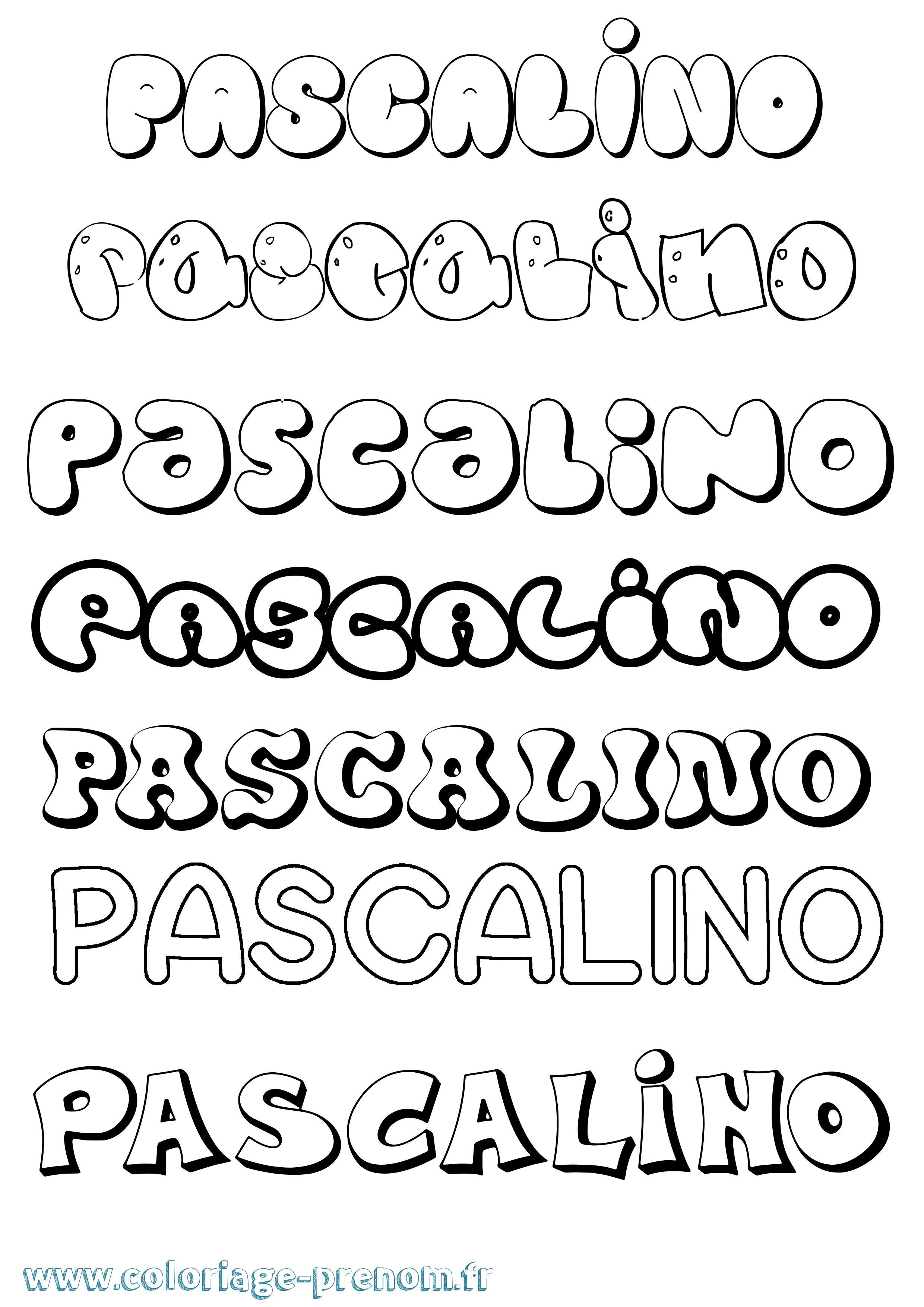 Coloriage prénom Pascalino Bubble