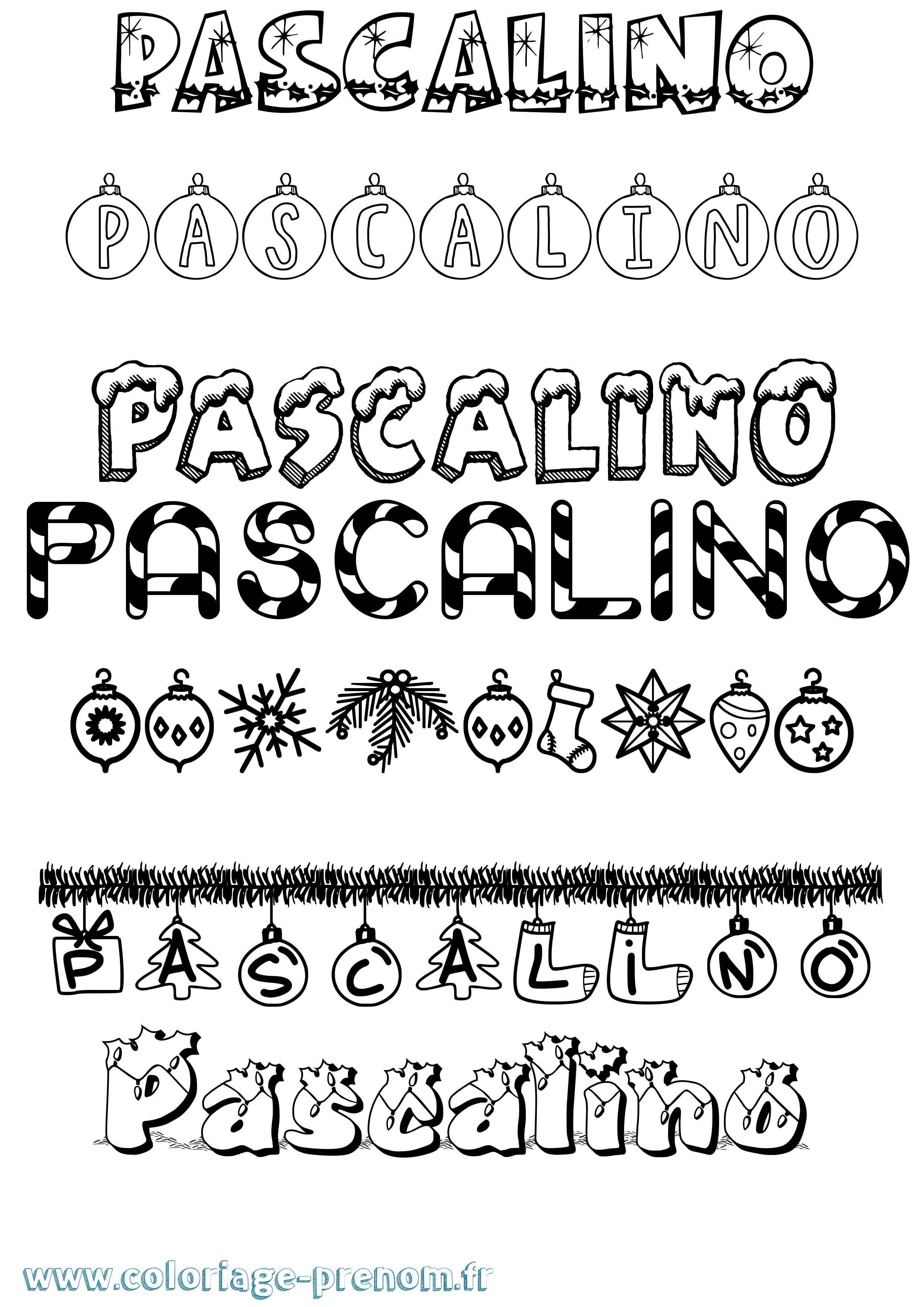 Coloriage prénom Pascalino Noël