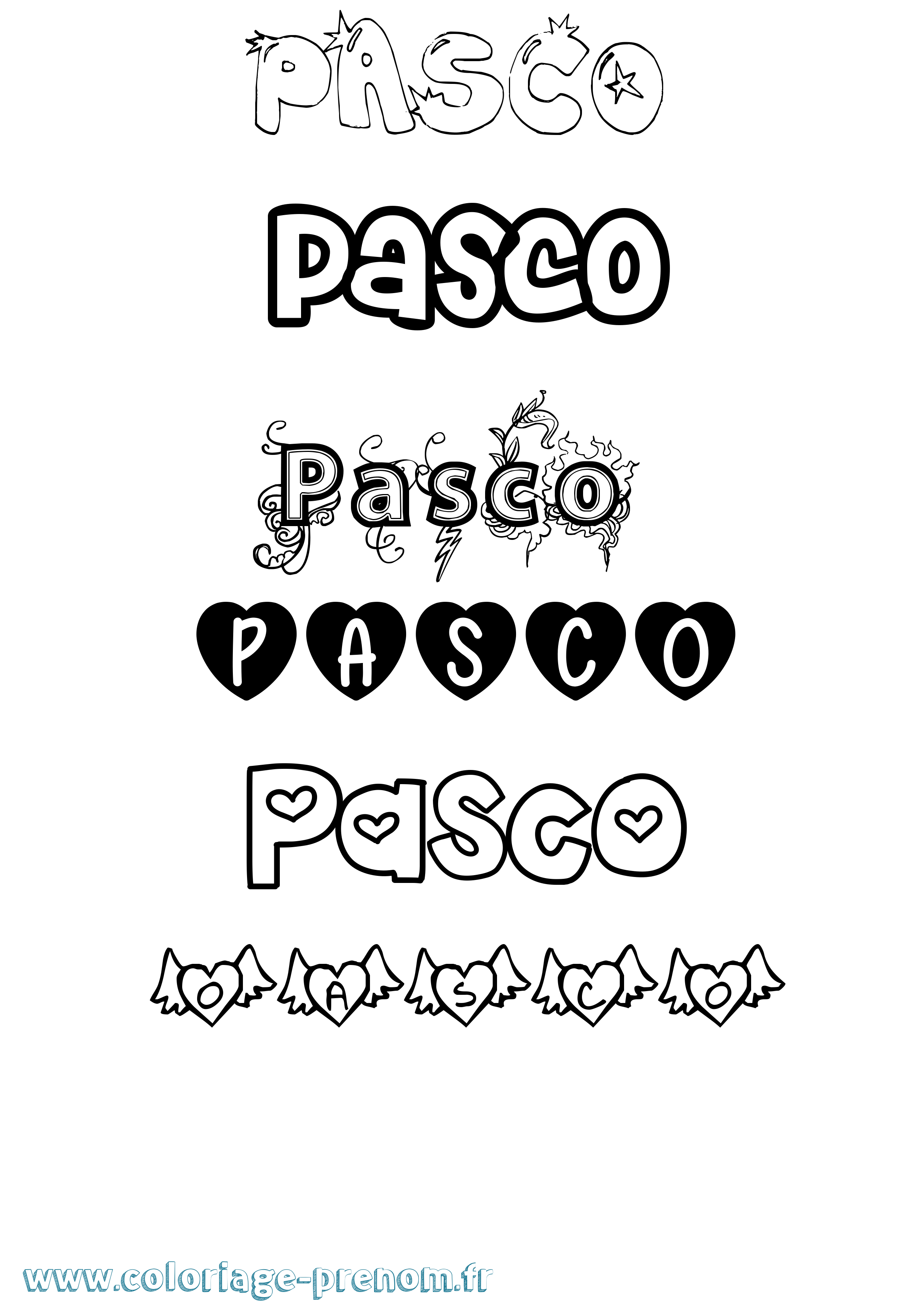 Coloriage prénom Pasco Girly