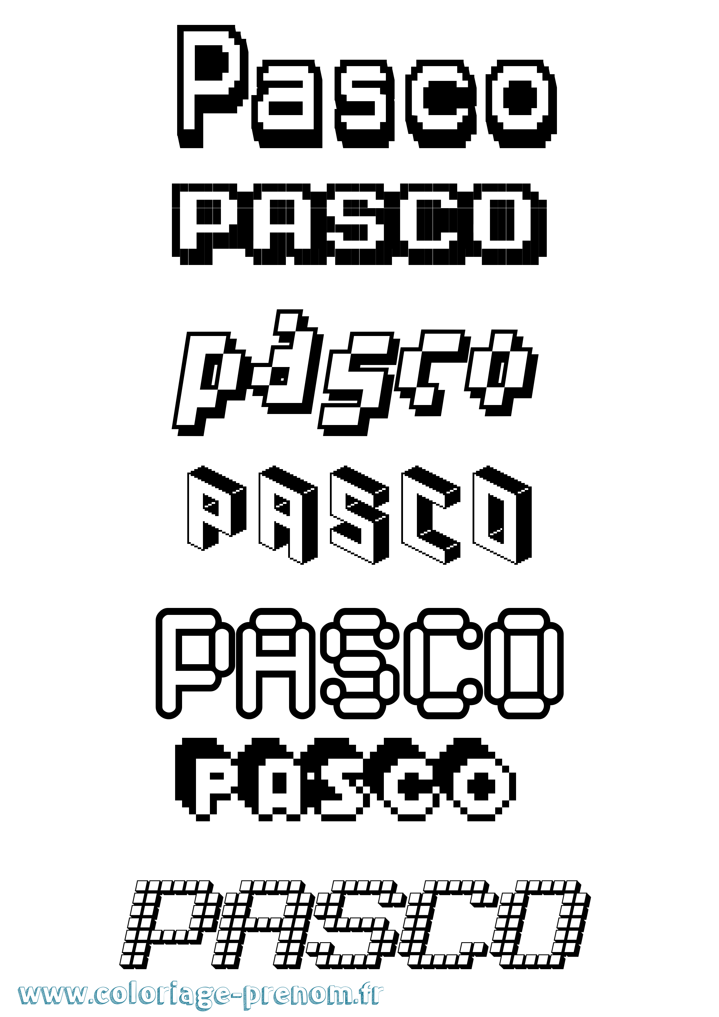 Coloriage prénom Pasco Pixel