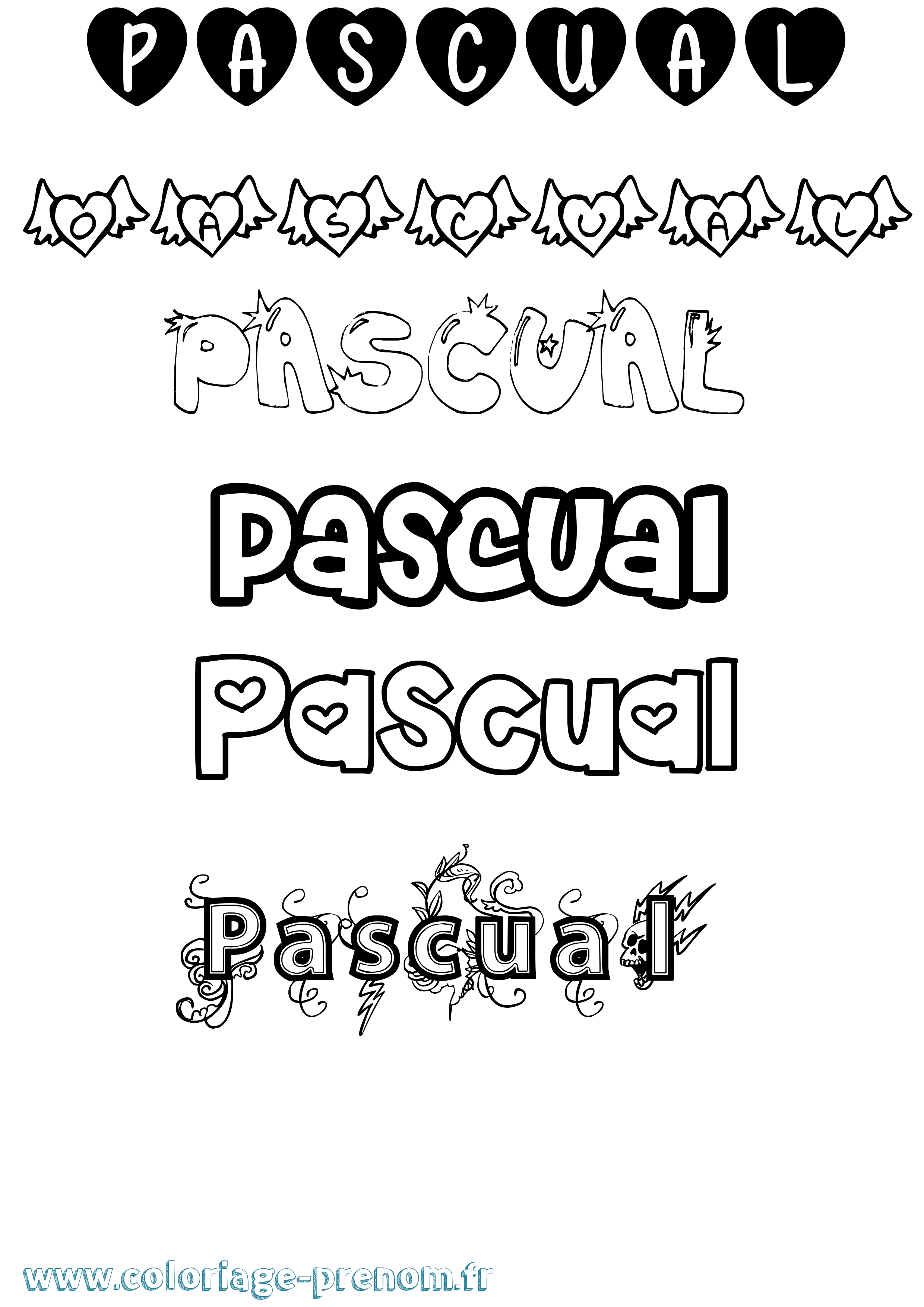 Coloriage prénom Pascual Girly