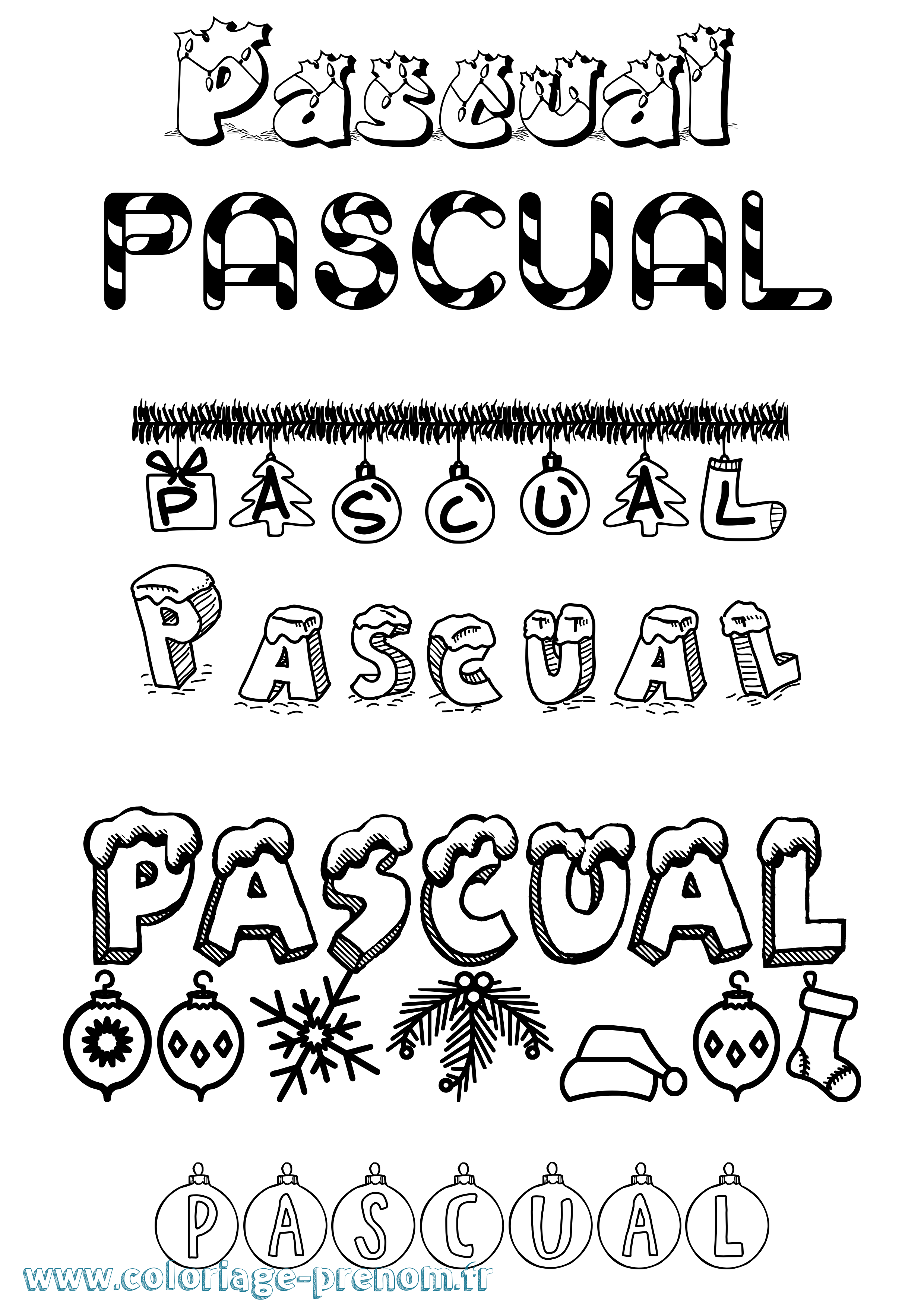 Coloriage prénom Pascual Noël