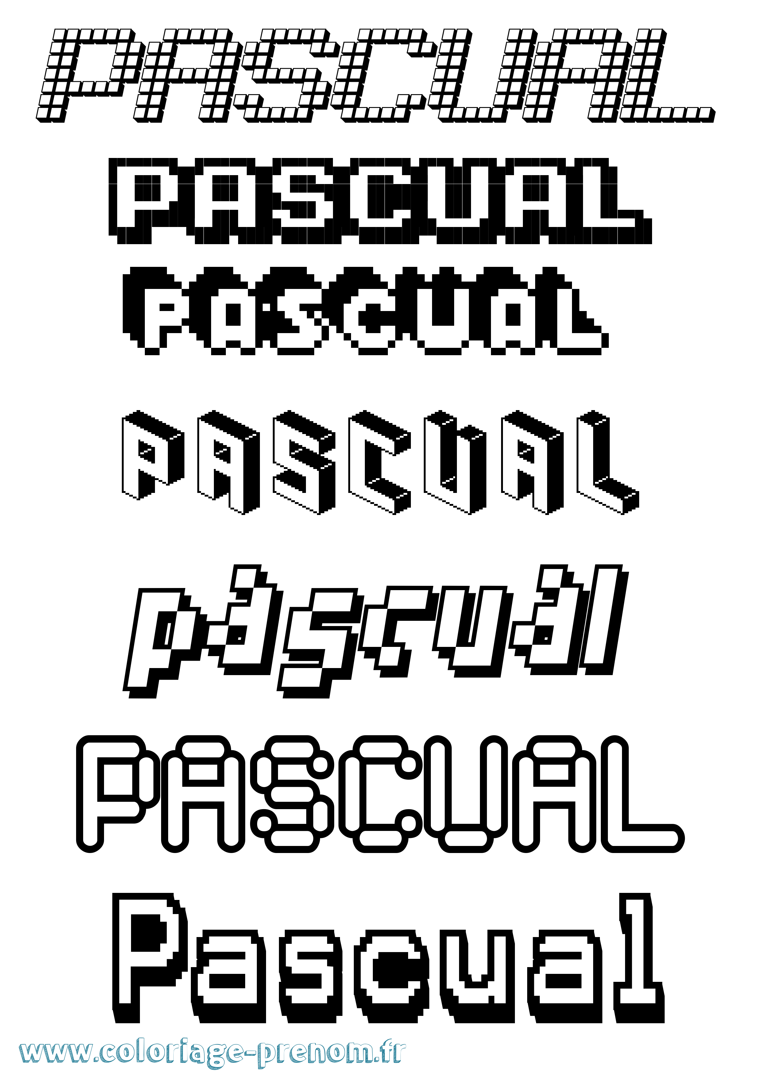 Coloriage prénom Pascual Pixel