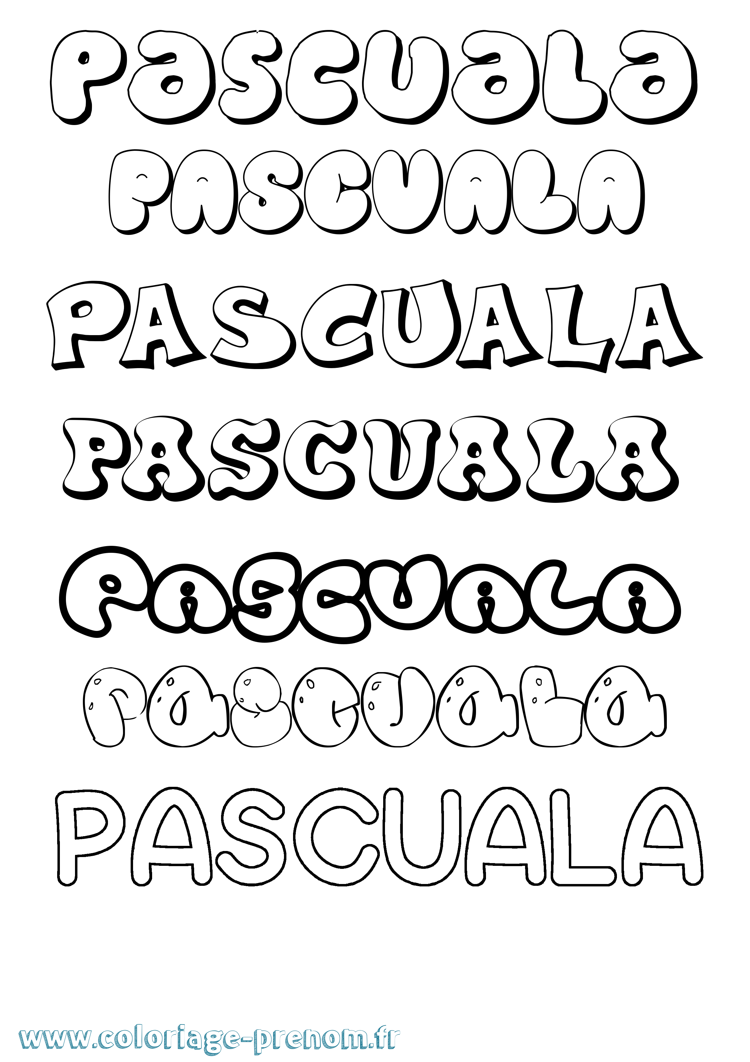 Coloriage prénom Pascuala Bubble