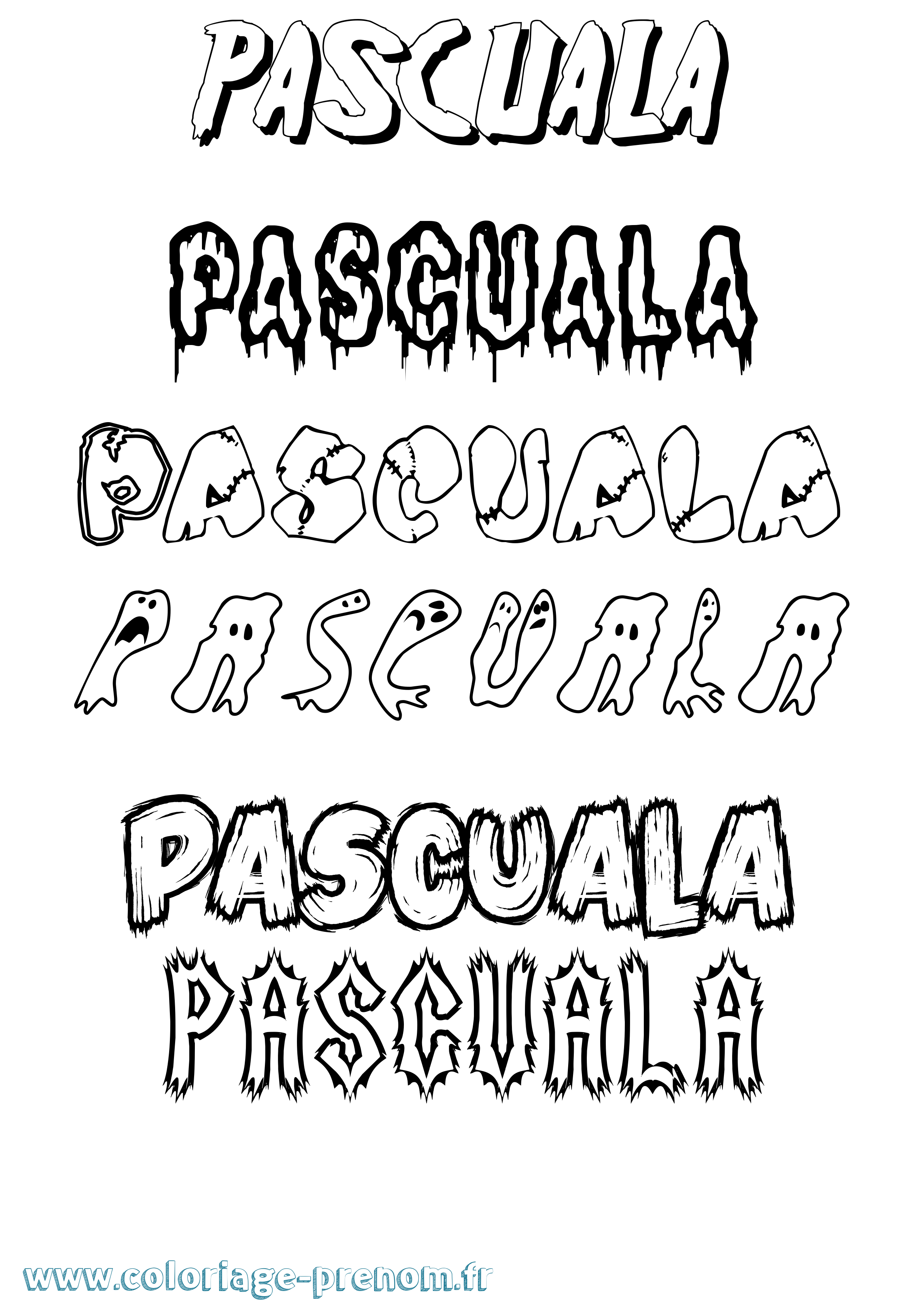 Coloriage prénom Pascuala Frisson
