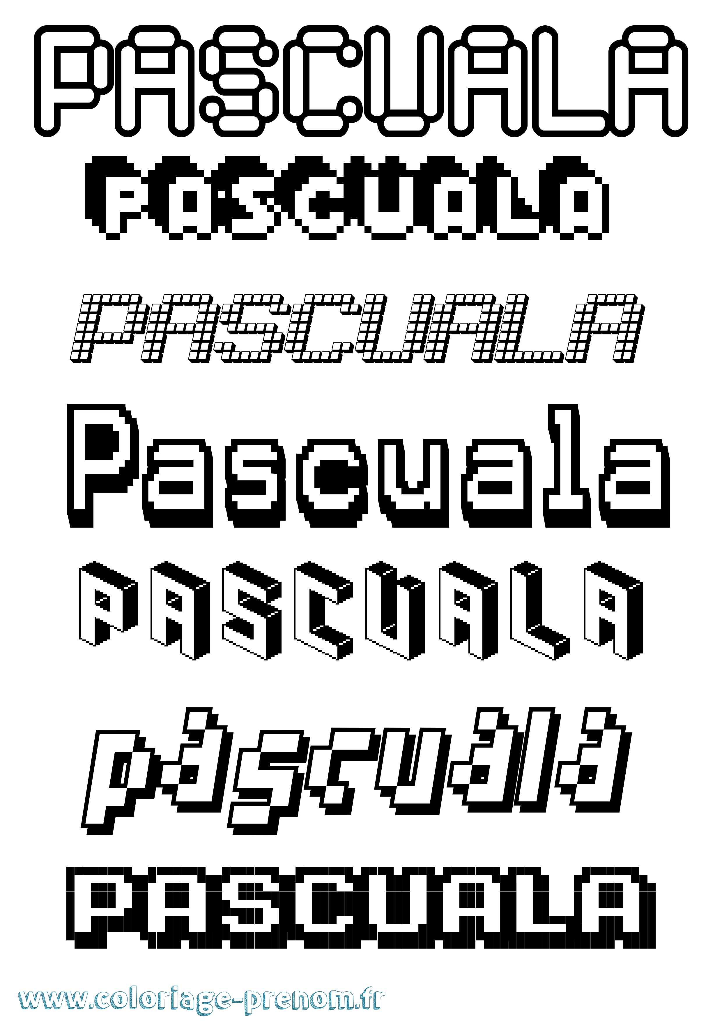 Coloriage prénom Pascuala Pixel