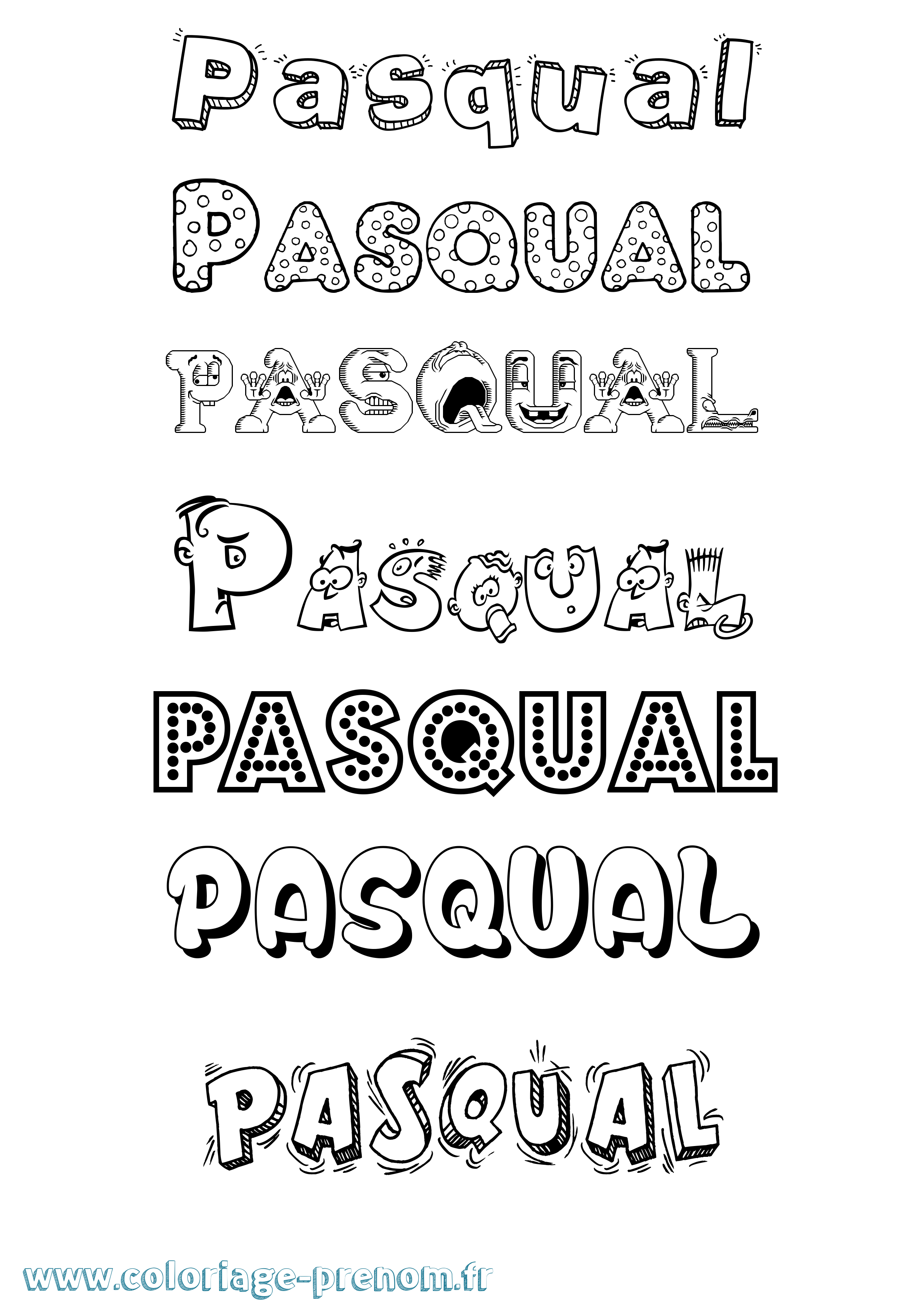 Coloriage prénom Pasqual Fun