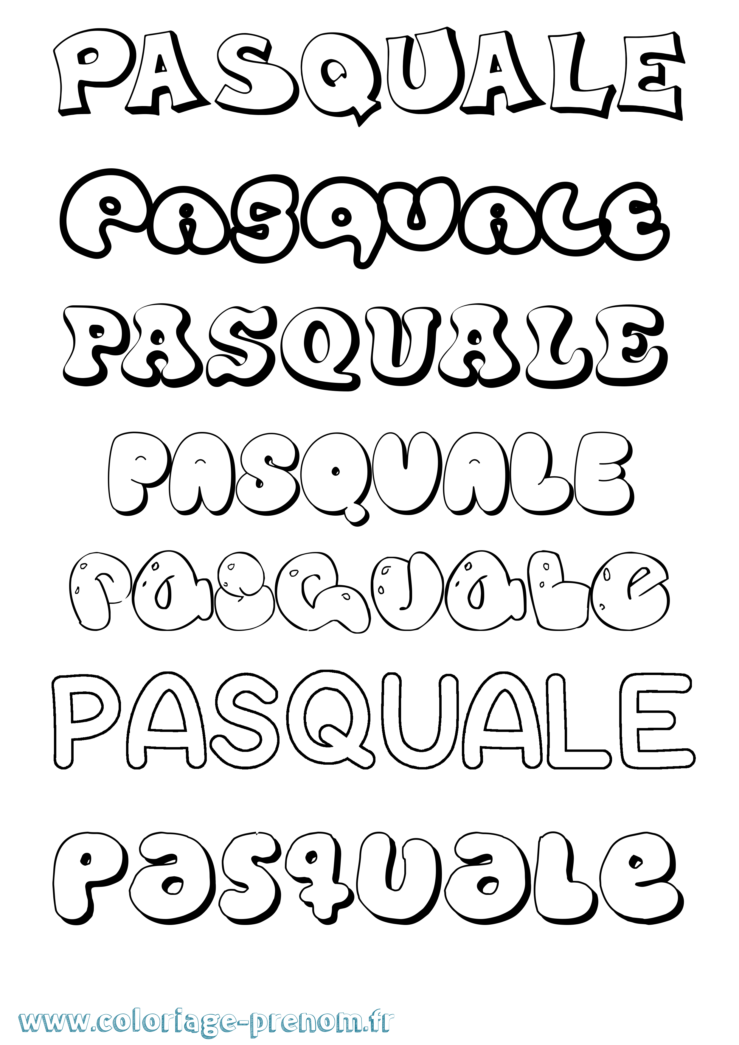 Coloriage prénom Pasquale Bubble