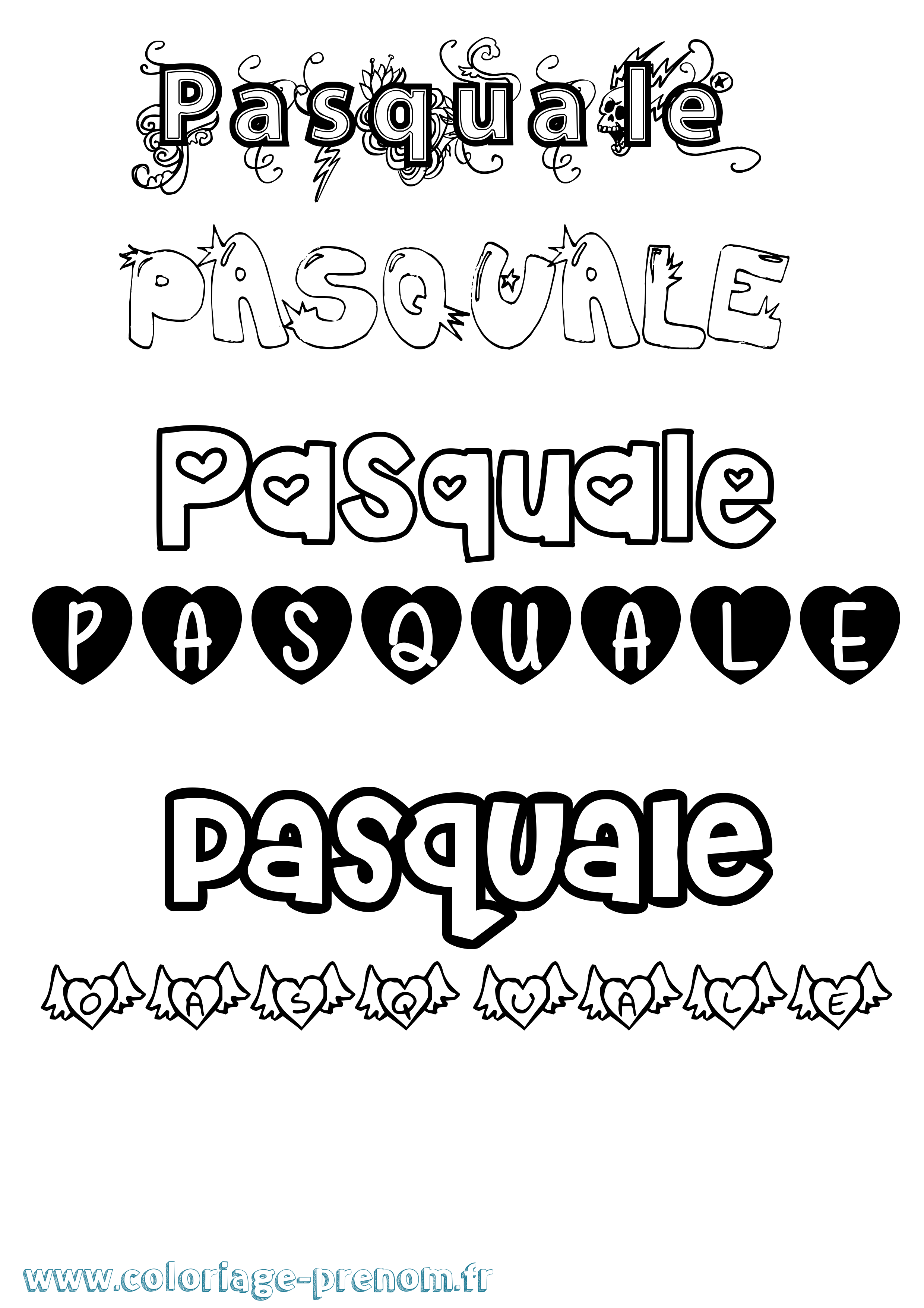 Coloriage Pasquale Girly Coloriage prénom Pasquale Girly