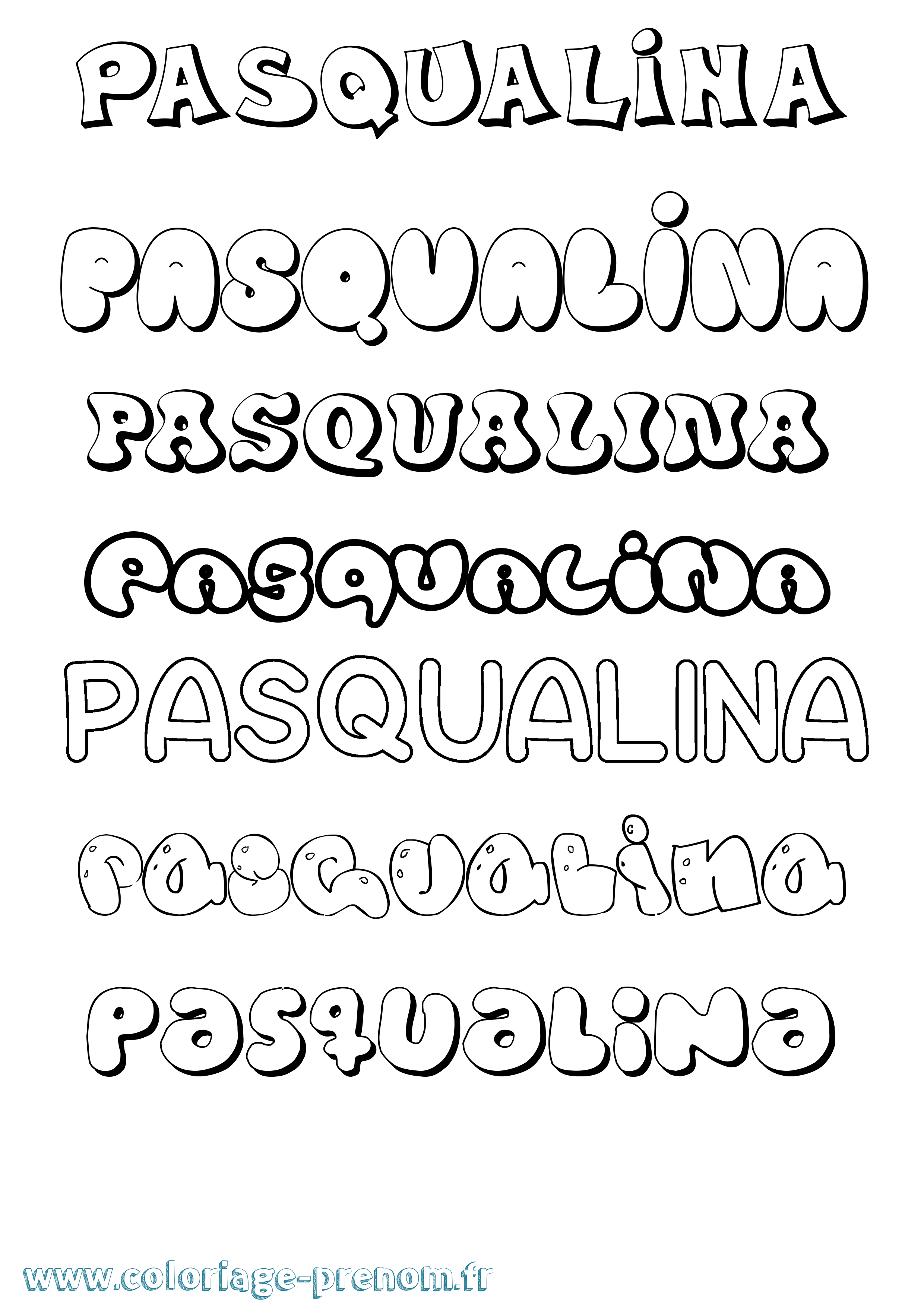 Coloriage prénom Pasqualina Bubble