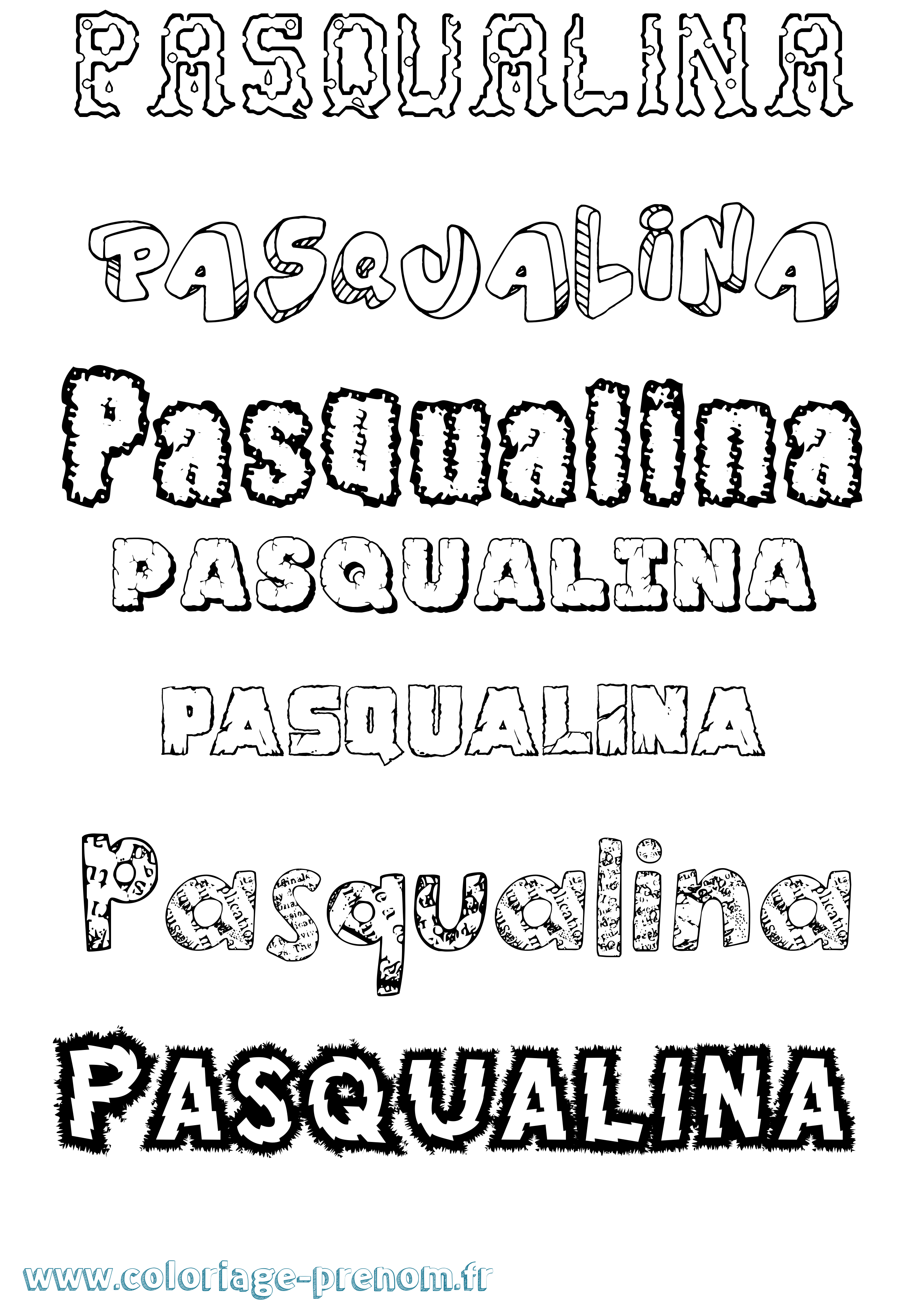 Coloriage prénom Pasqualina Destructuré