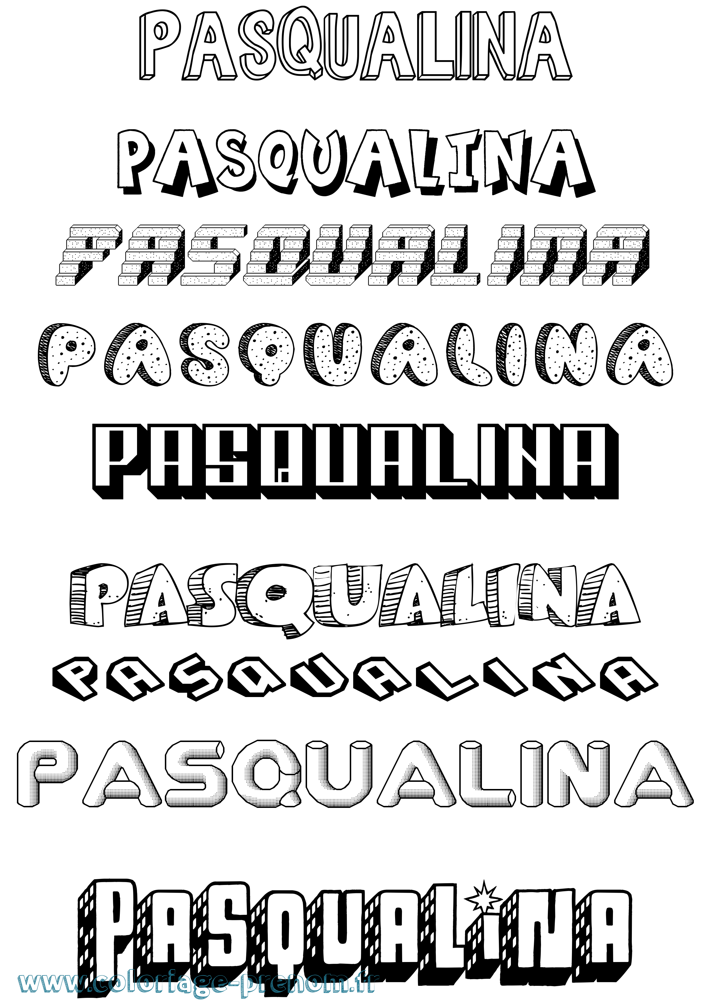 Coloriage prénom Pasqualina Effet 3D
