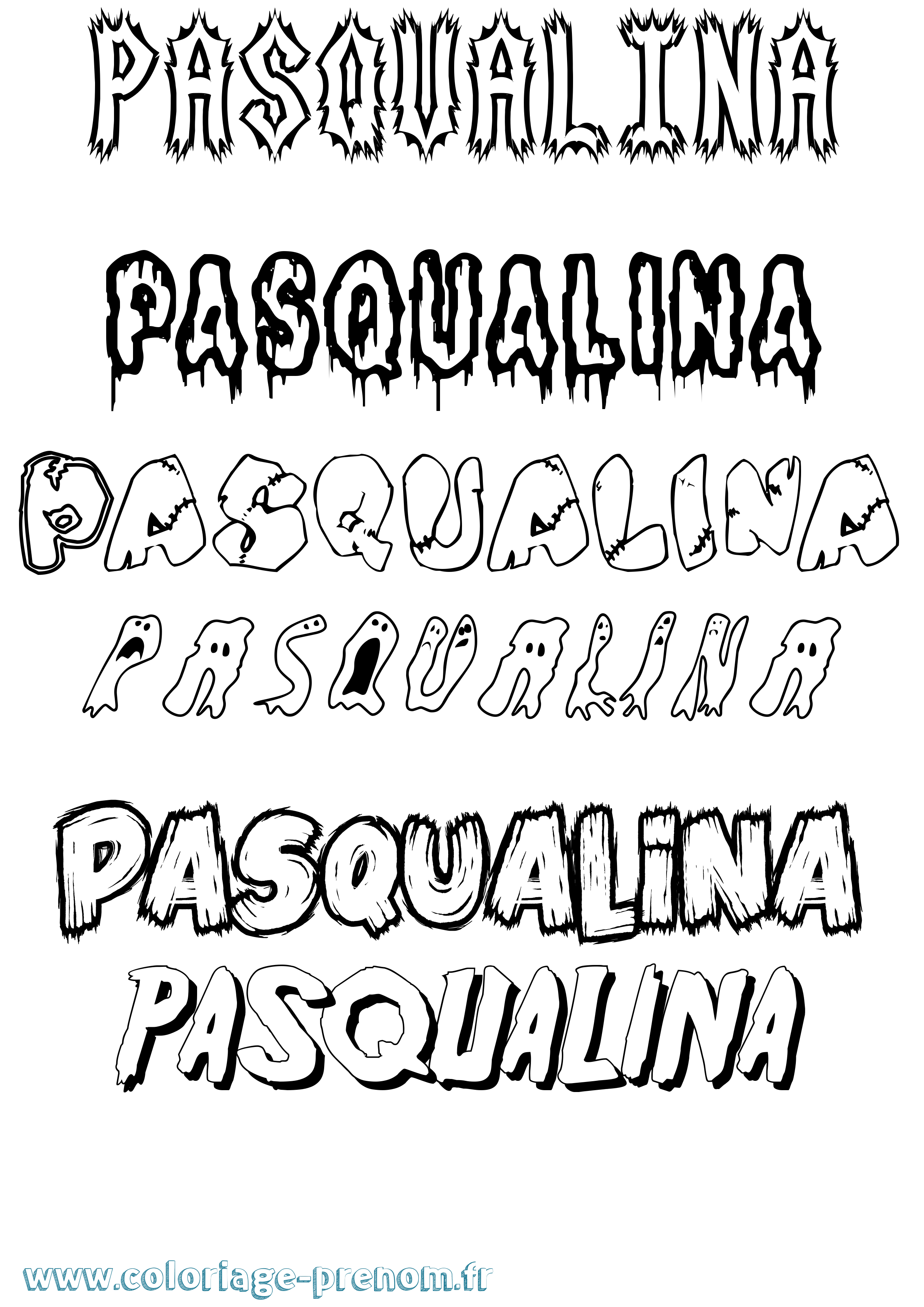 Coloriage prénom Pasqualina Frisson