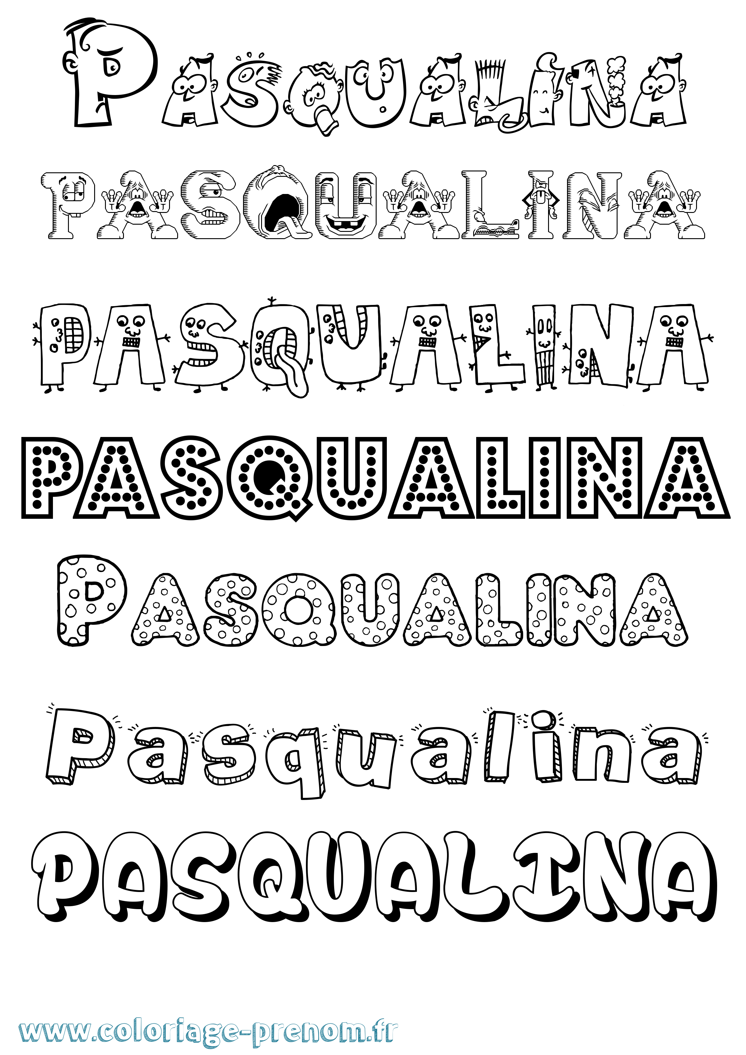 Coloriage prénom Pasqualina Fun