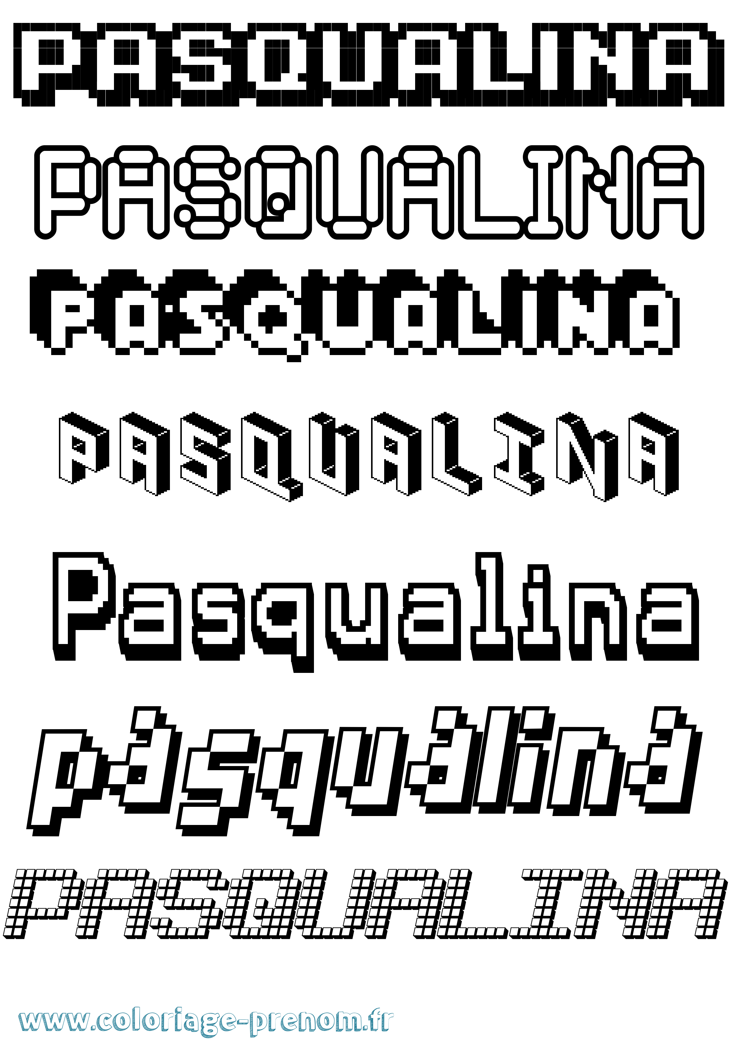 Coloriage prénom Pasqualina Pixel