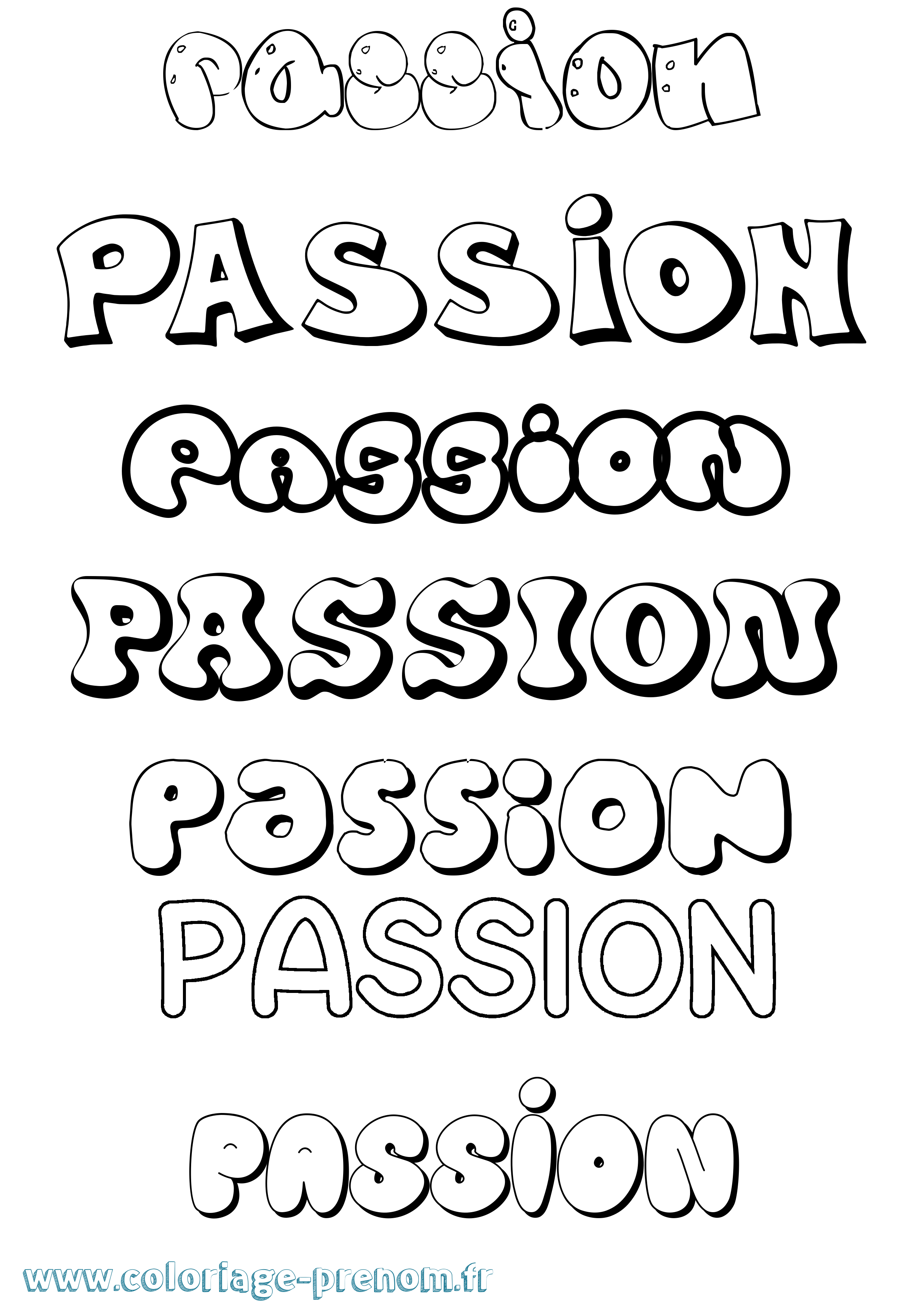 Coloriage prénom Passion Bubble