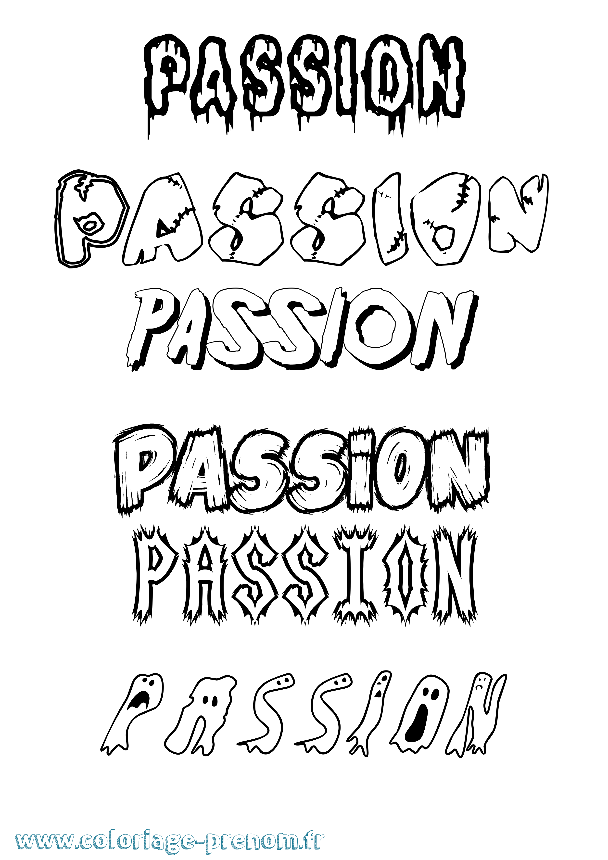 Coloriage prénom Passion Frisson
