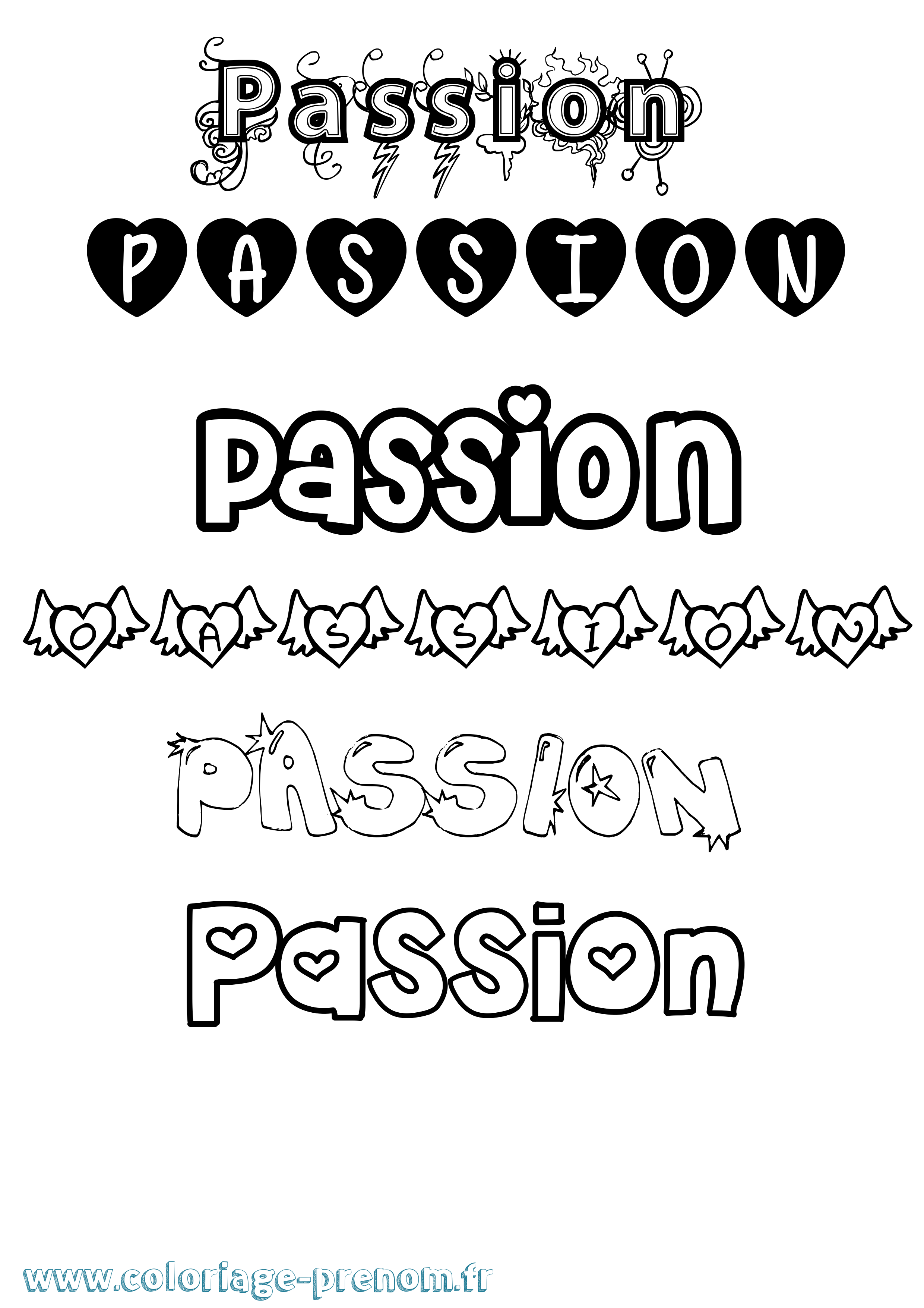 Coloriage prénom Passion Girly