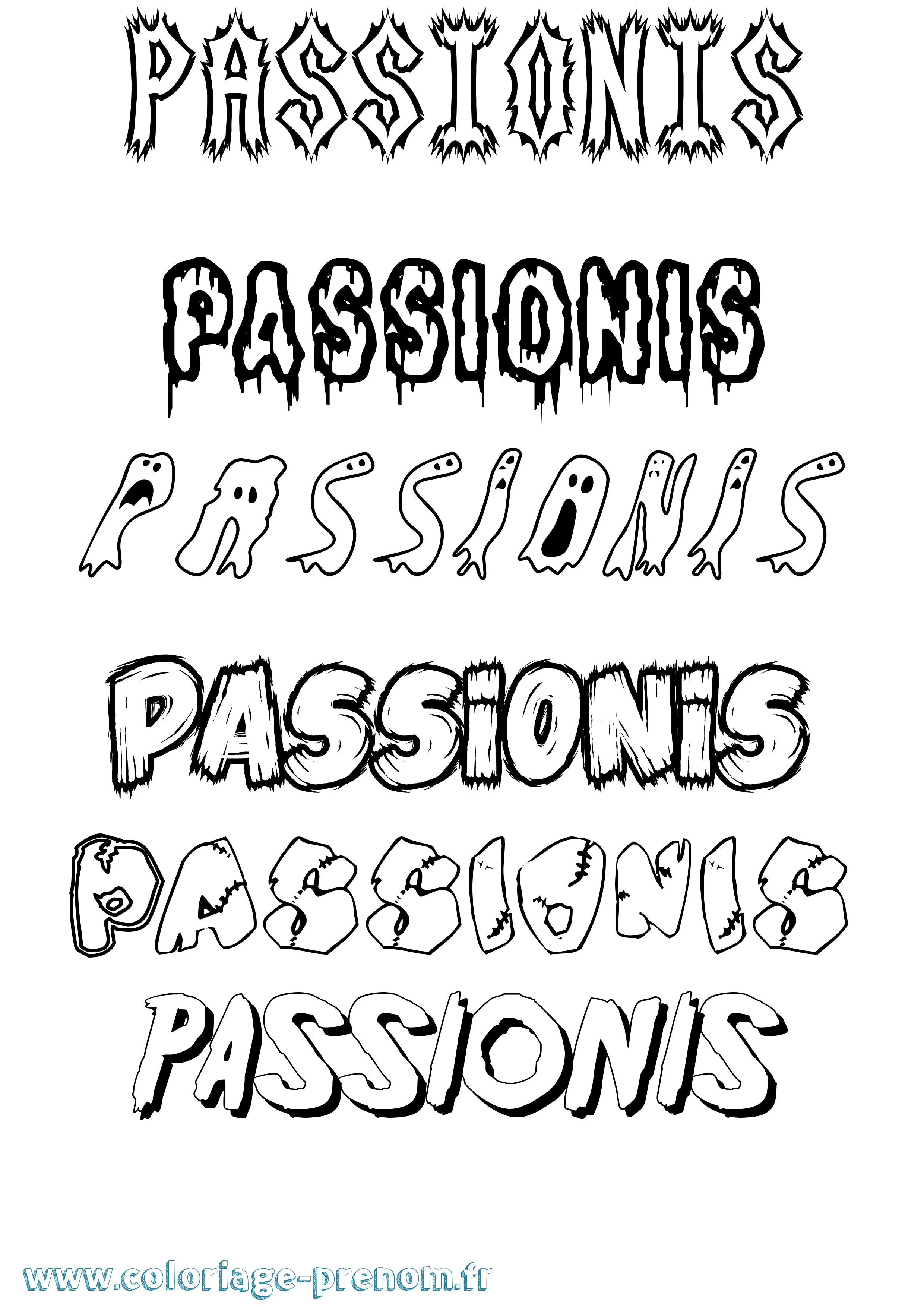 Coloriage prénom Passionis Frisson