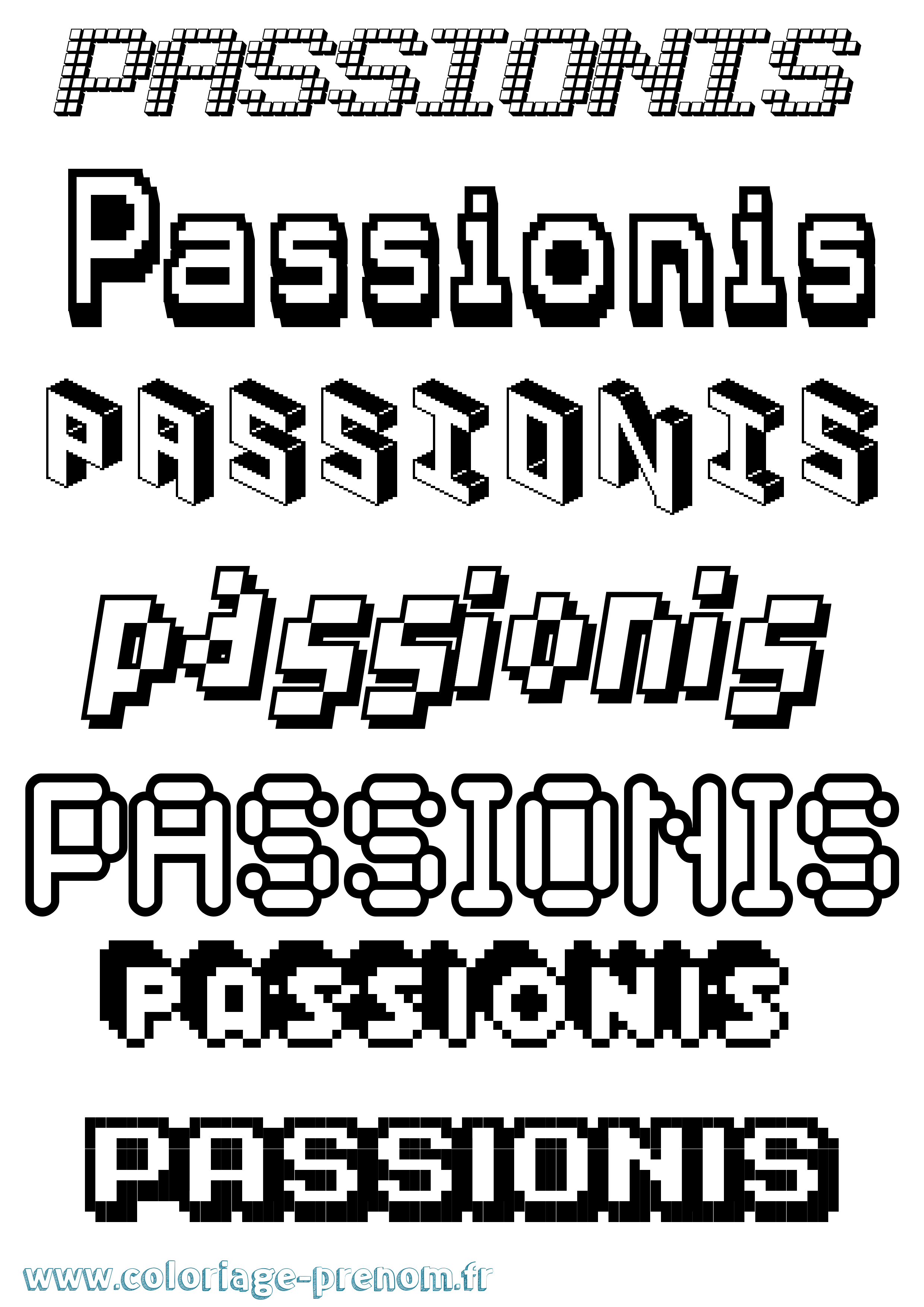 Coloriage prénom Passionis Pixel
