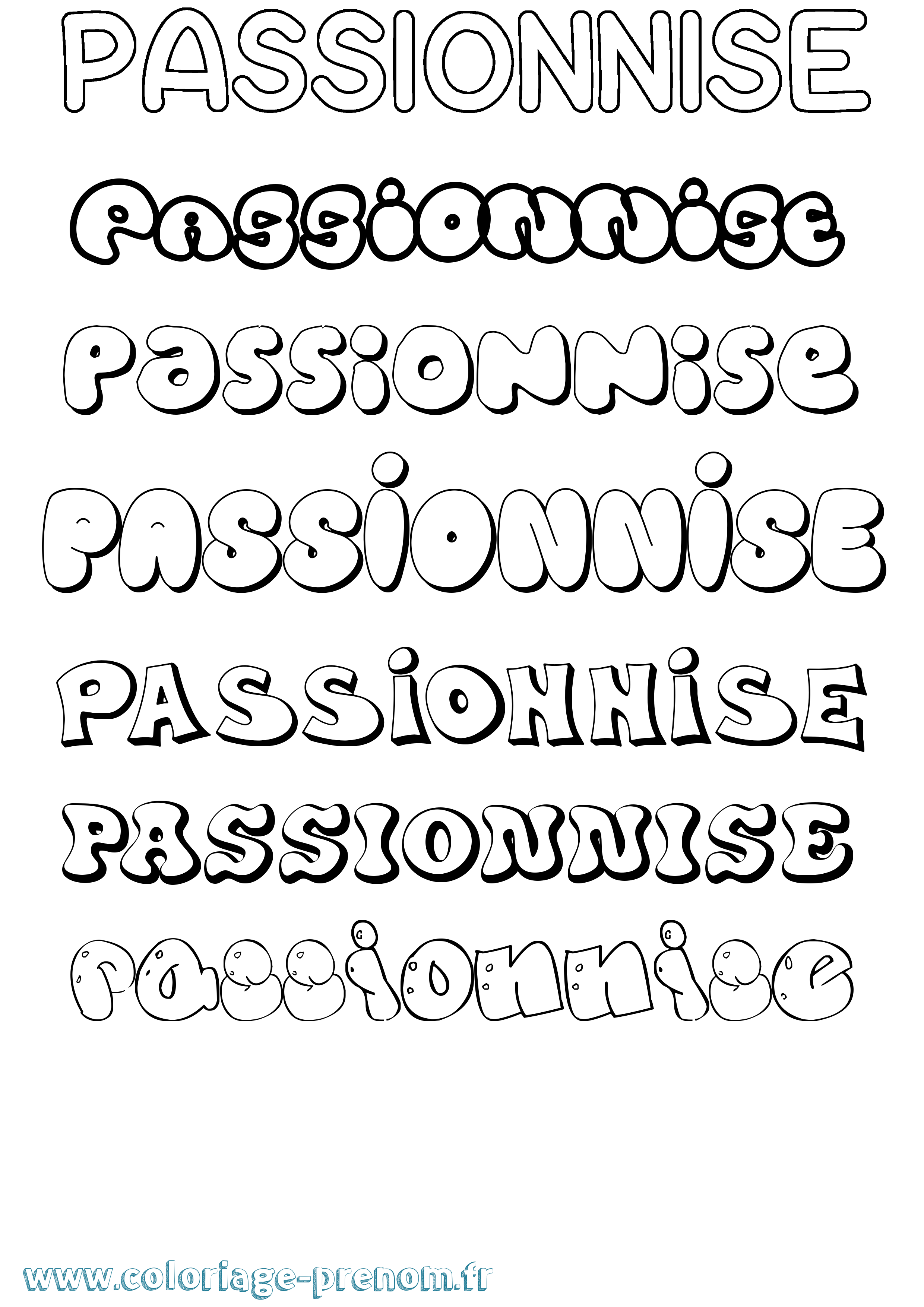 Coloriage Passionnise Bubble Coloriage prénom Passionnise Bubble