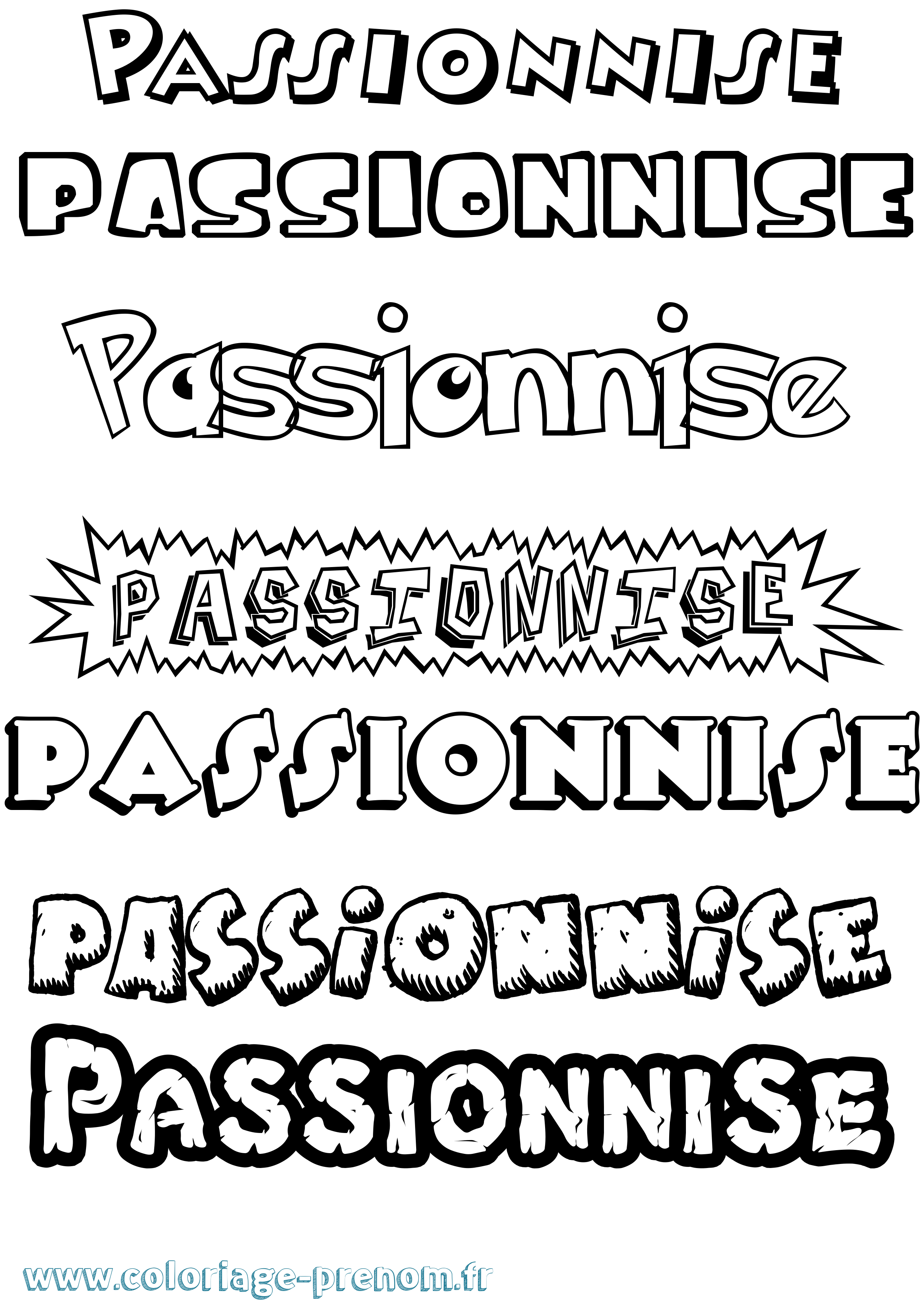 Coloriage Passionnise Dessin Animé Coloriage prénom Passionnise Dessin Animé