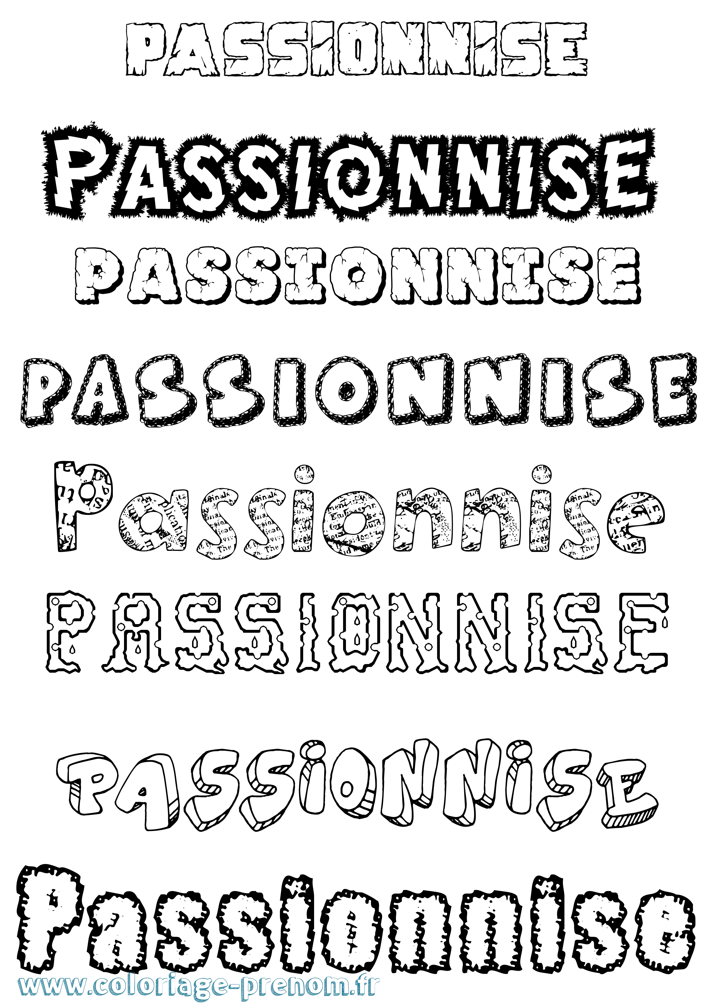 Coloriage Passionnise Destructuré Coloriage prénom Passionnise Destructuré