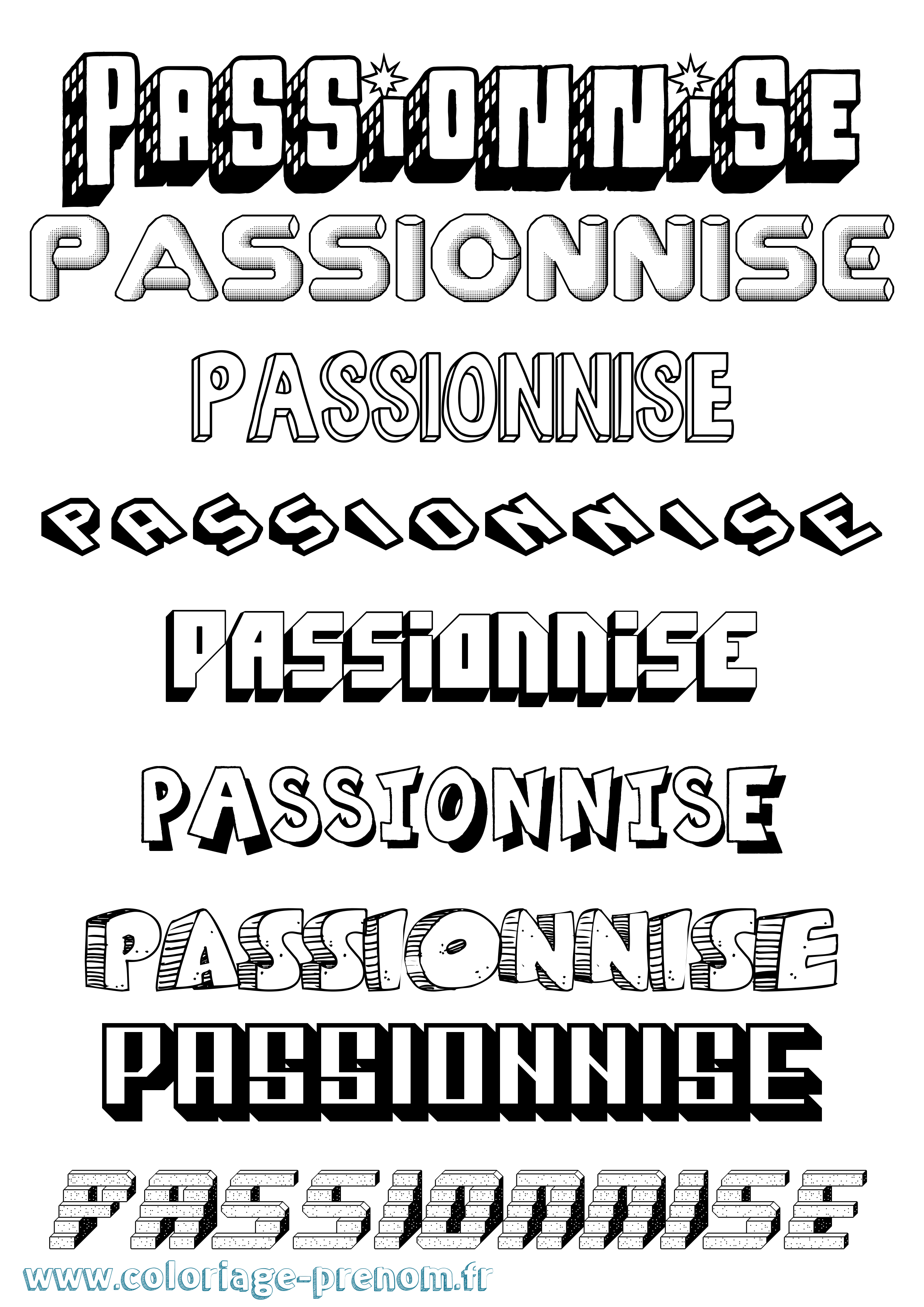 Coloriage Passionnise Effet 3D Coloriage prénom Passionnise Effet 3D