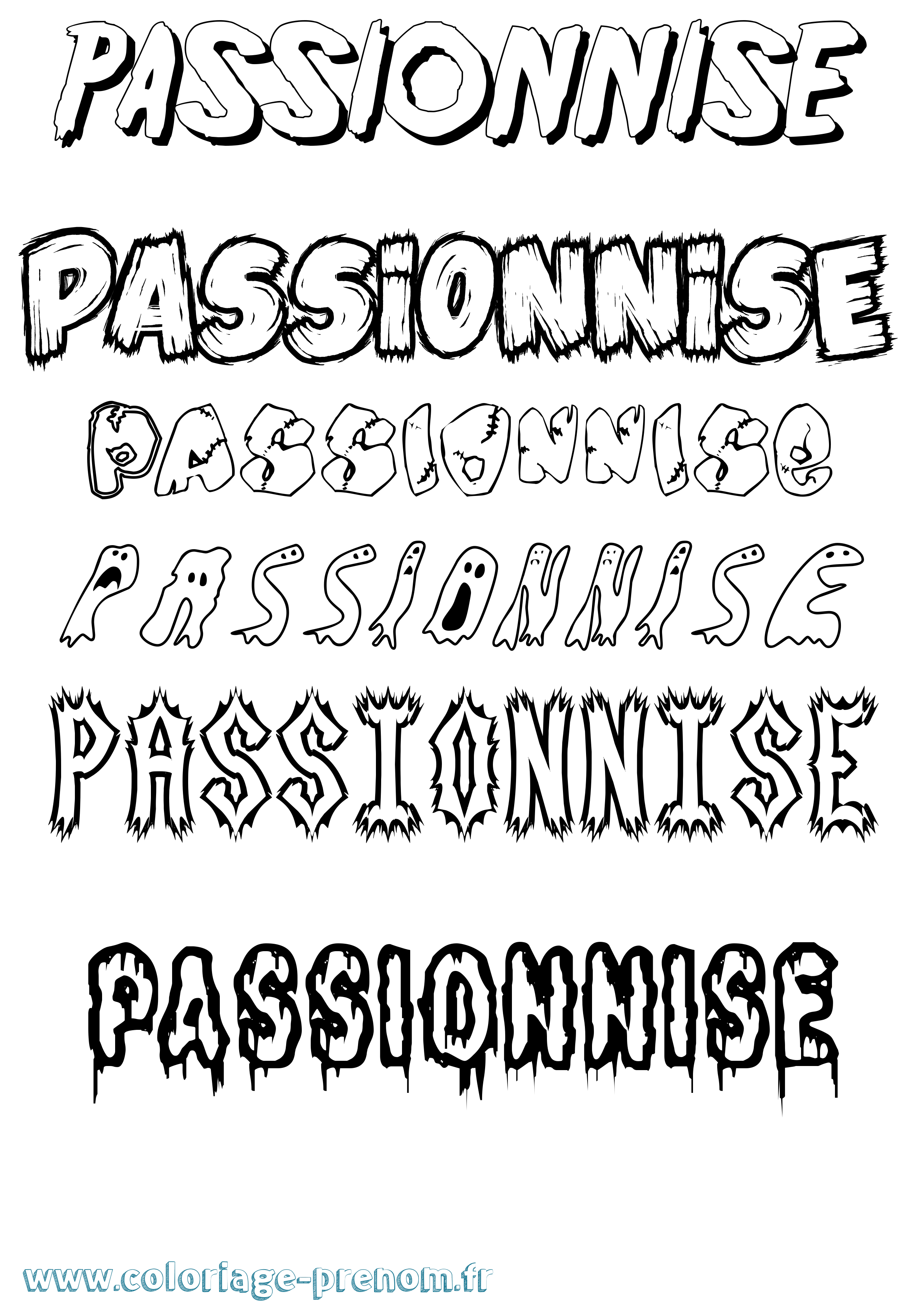 Coloriage Passionnise Frisson Coloriage prénom Passionnise Frisson