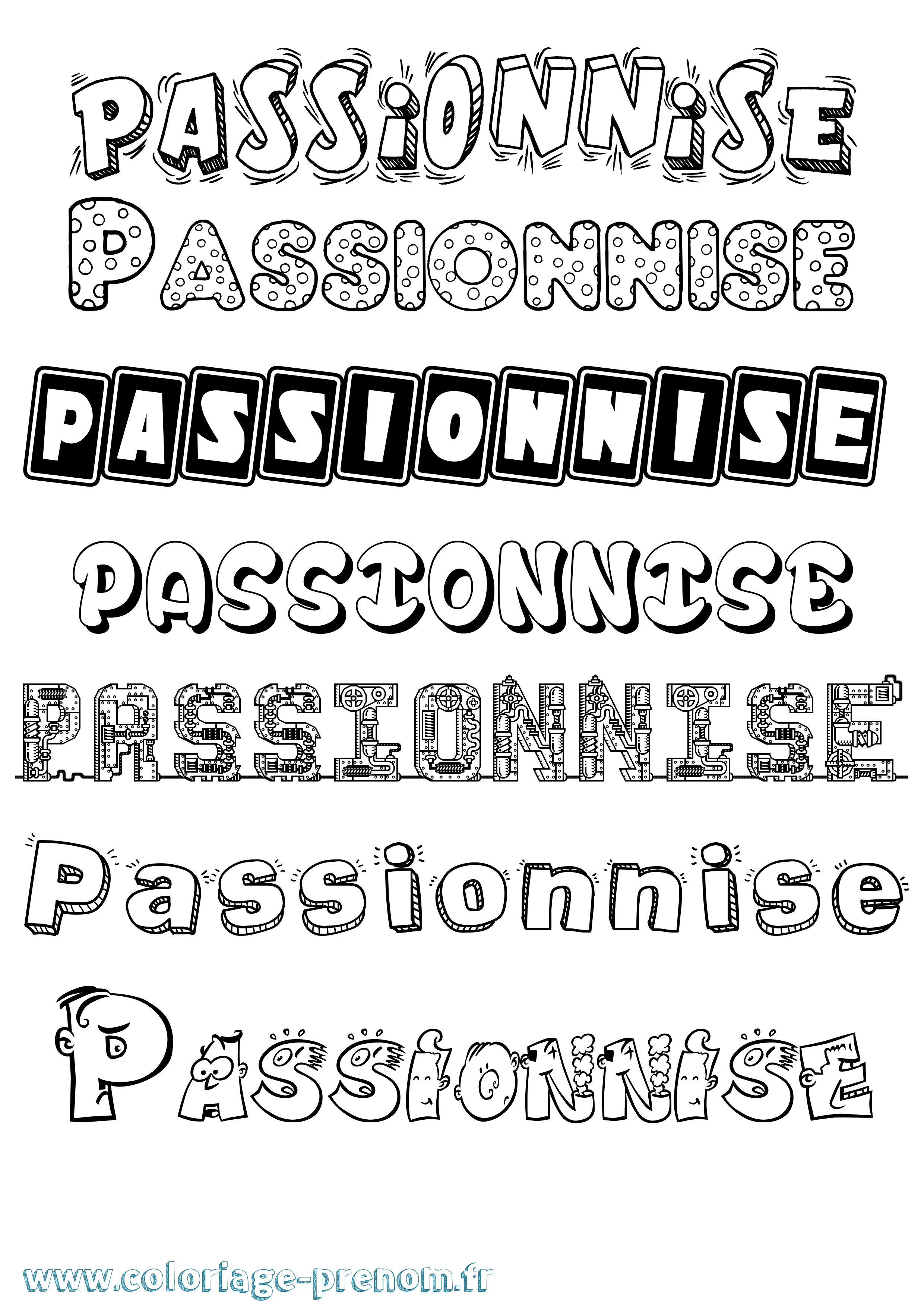 Coloriage Passionnise Fun Coloriage prénom Passionnise Fun