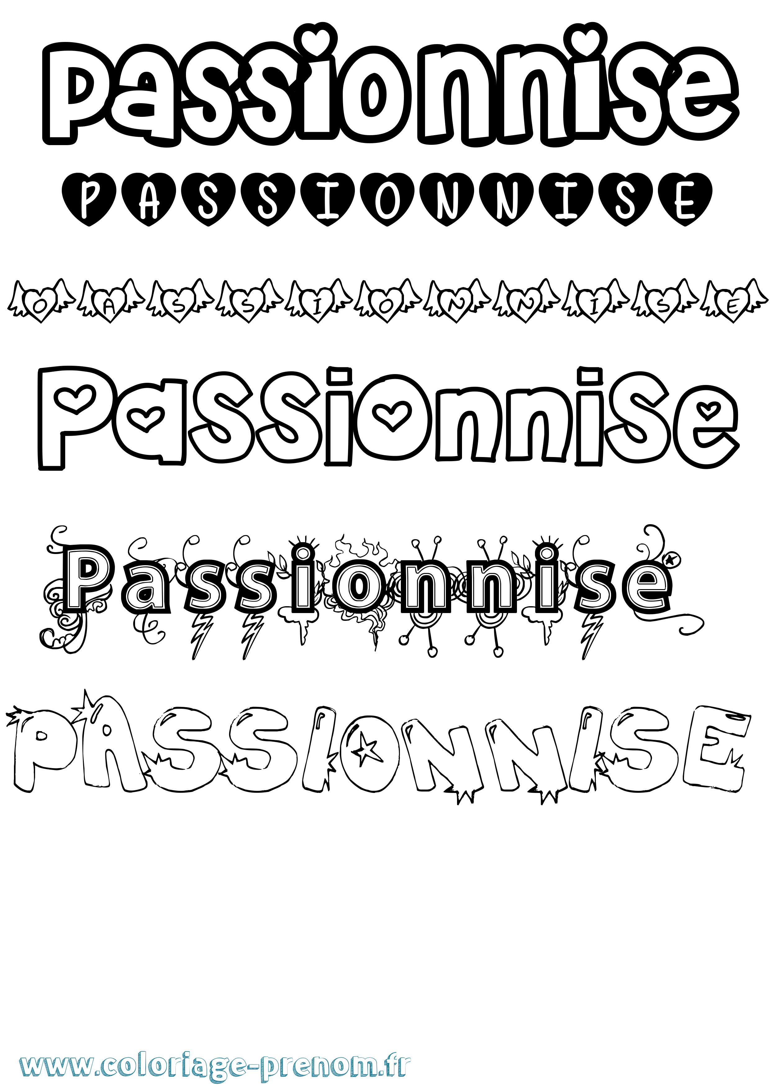 Coloriage Passionnise Girly Coloriage prénom Passionnise Girly