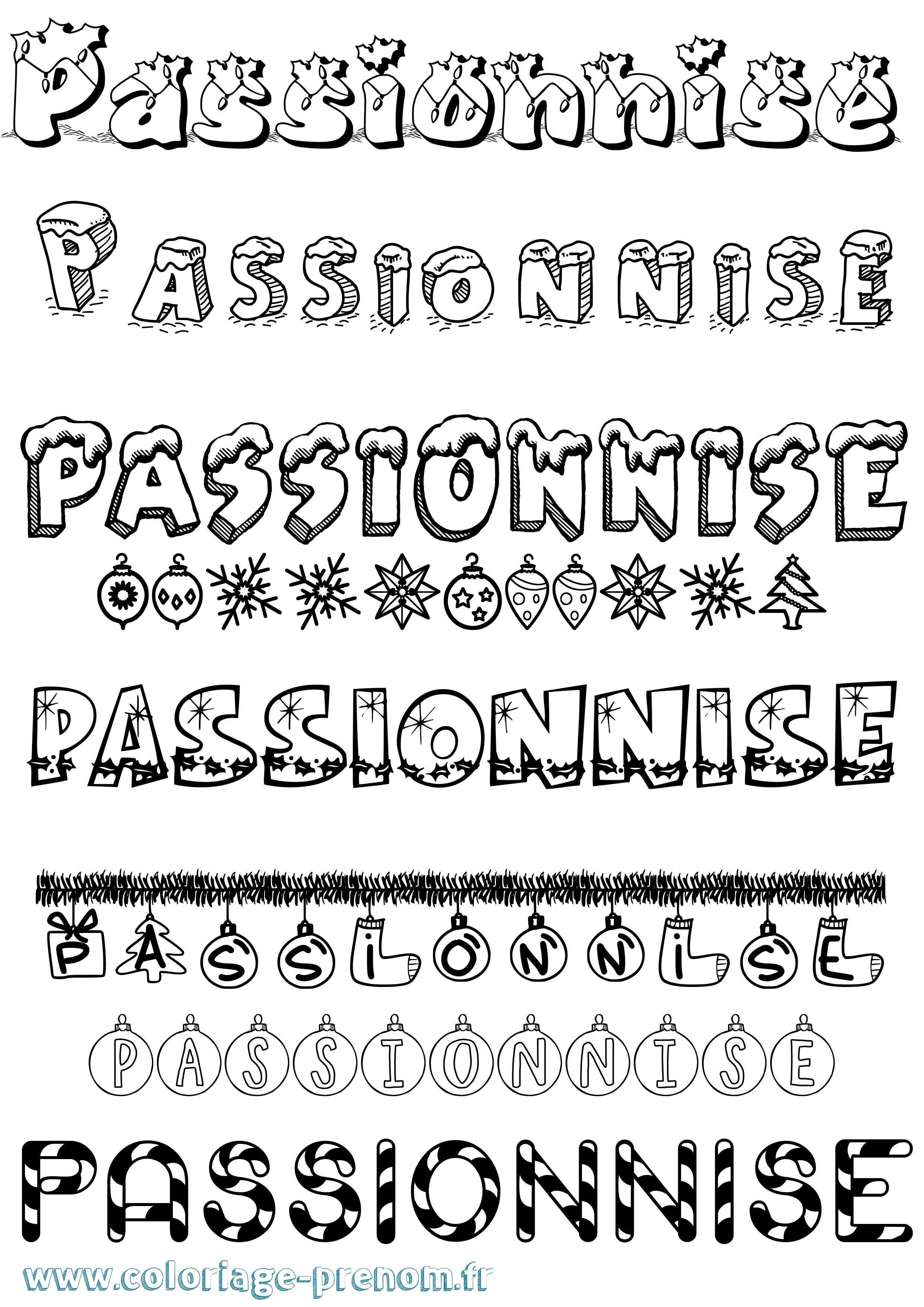 Coloriage Passionnise Noël Coloriage prénom Passionnise Noël