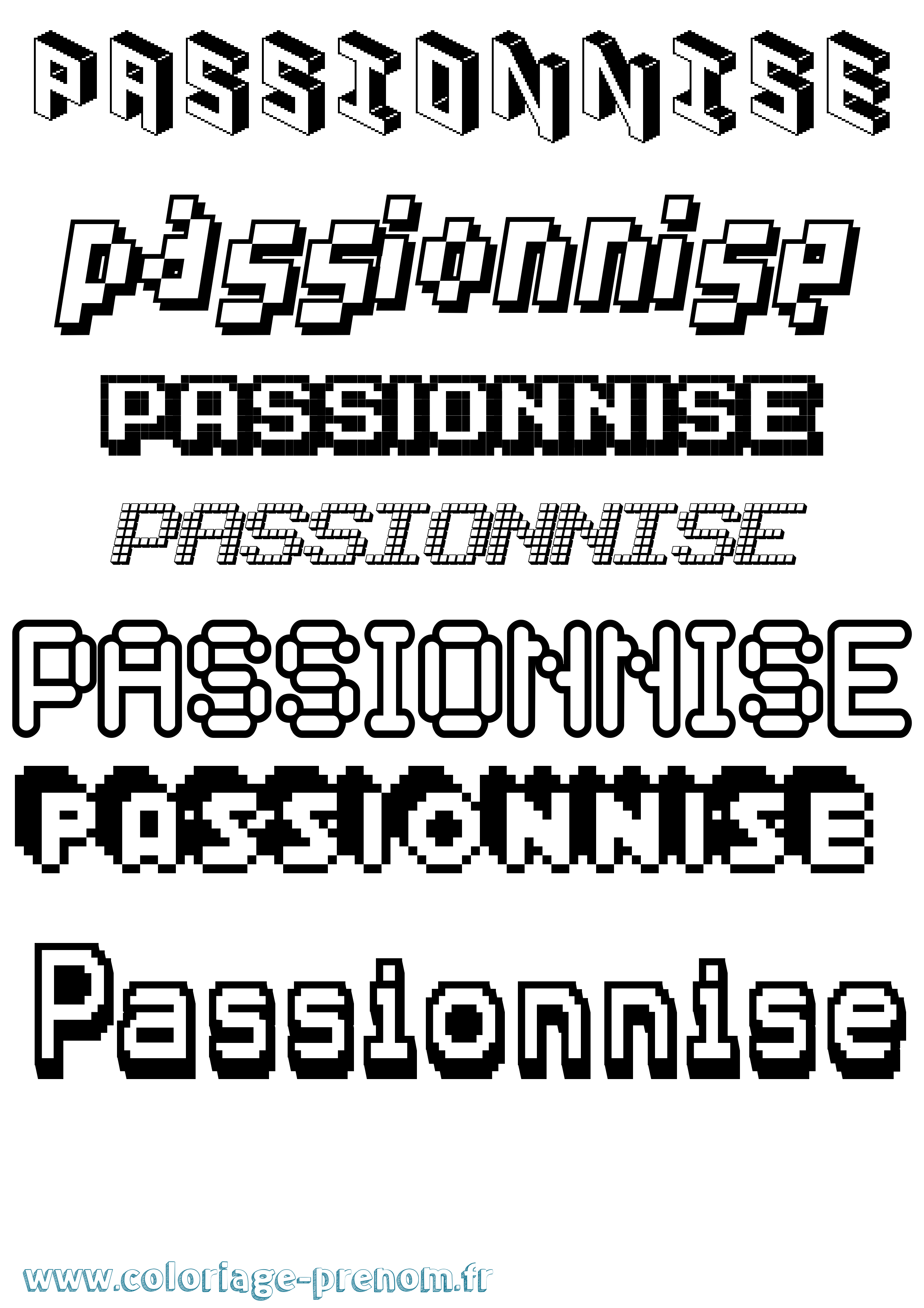 Coloriage Passionnise Pixel Coloriage prénom Passionnise Pixel