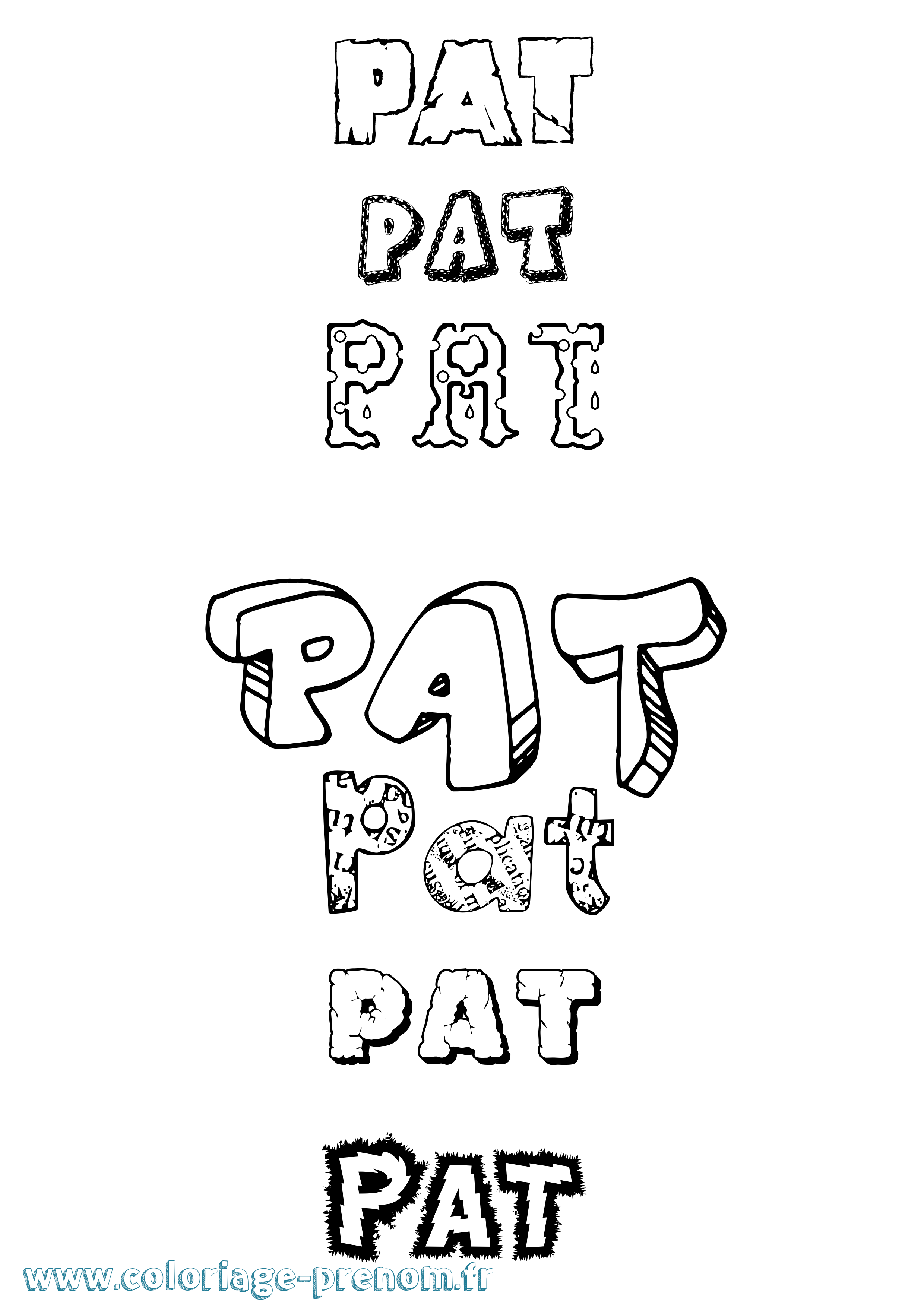 Coloriage prénom Pat Destructuré